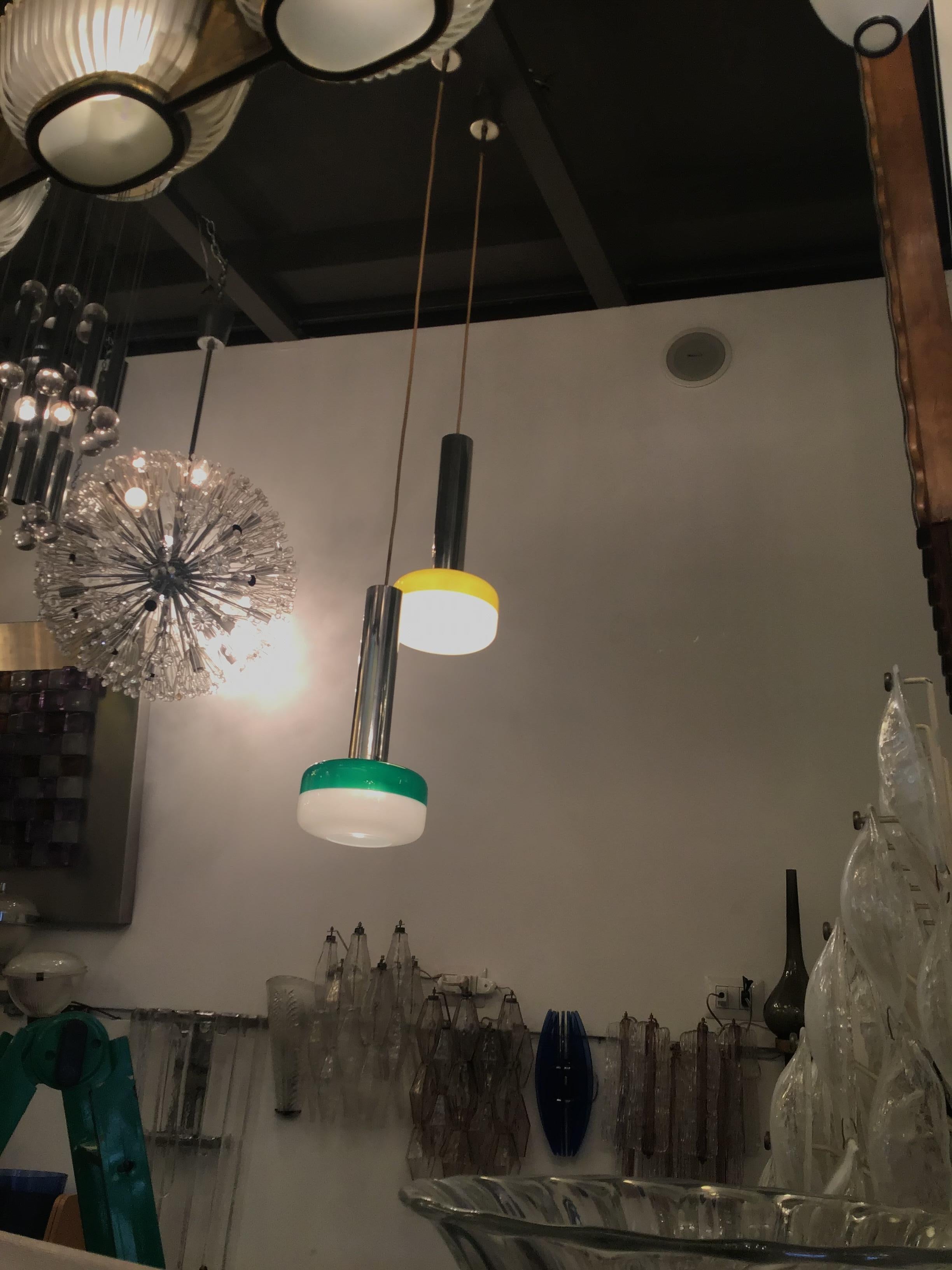 Stilnovo Chandeliers Metal Crome Plexiglass 1955 Italy In Excellent Condition For Sale In Milano, IT