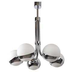 Stilnovo Chrome Chandelier with Glass Spheres, Italy, 1960s