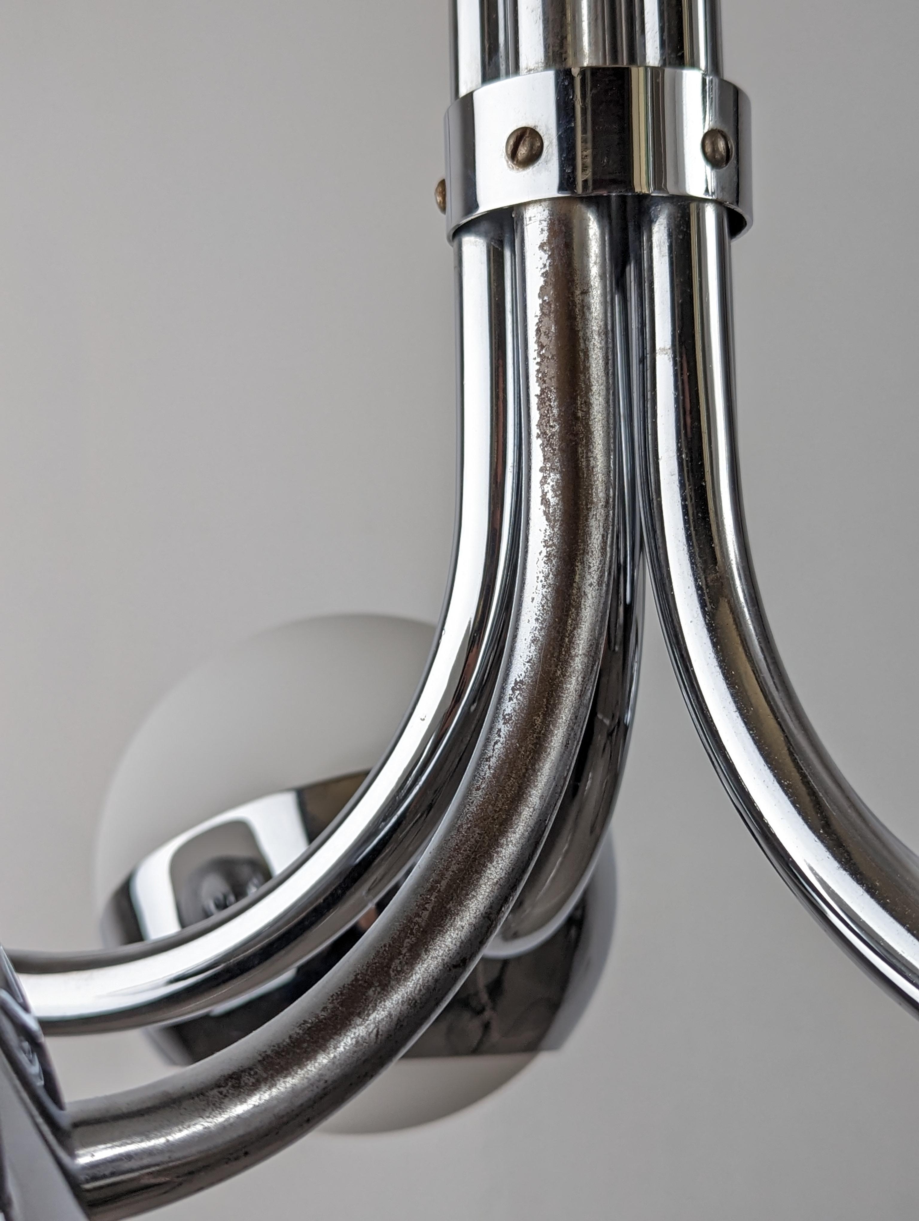 Lampadario con lampada cromata Stilnovo 1960s in vendita 1