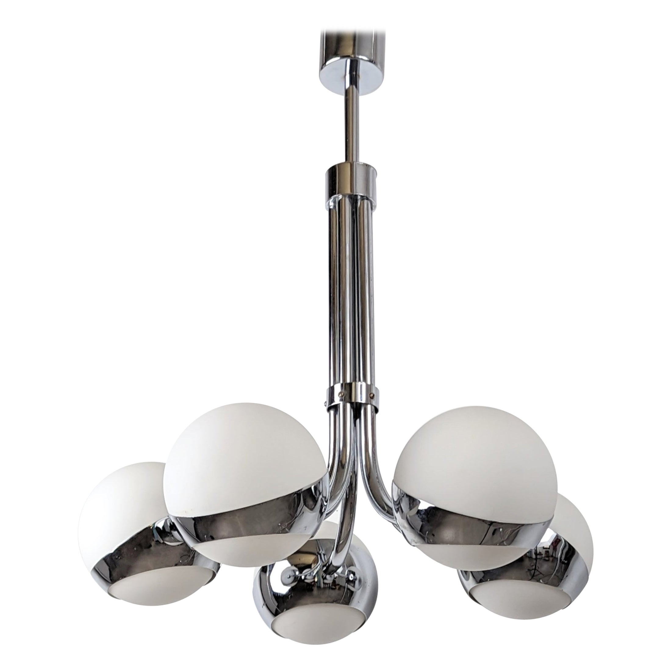 Stilnovo Chrome Lamp Chandelier 1960s