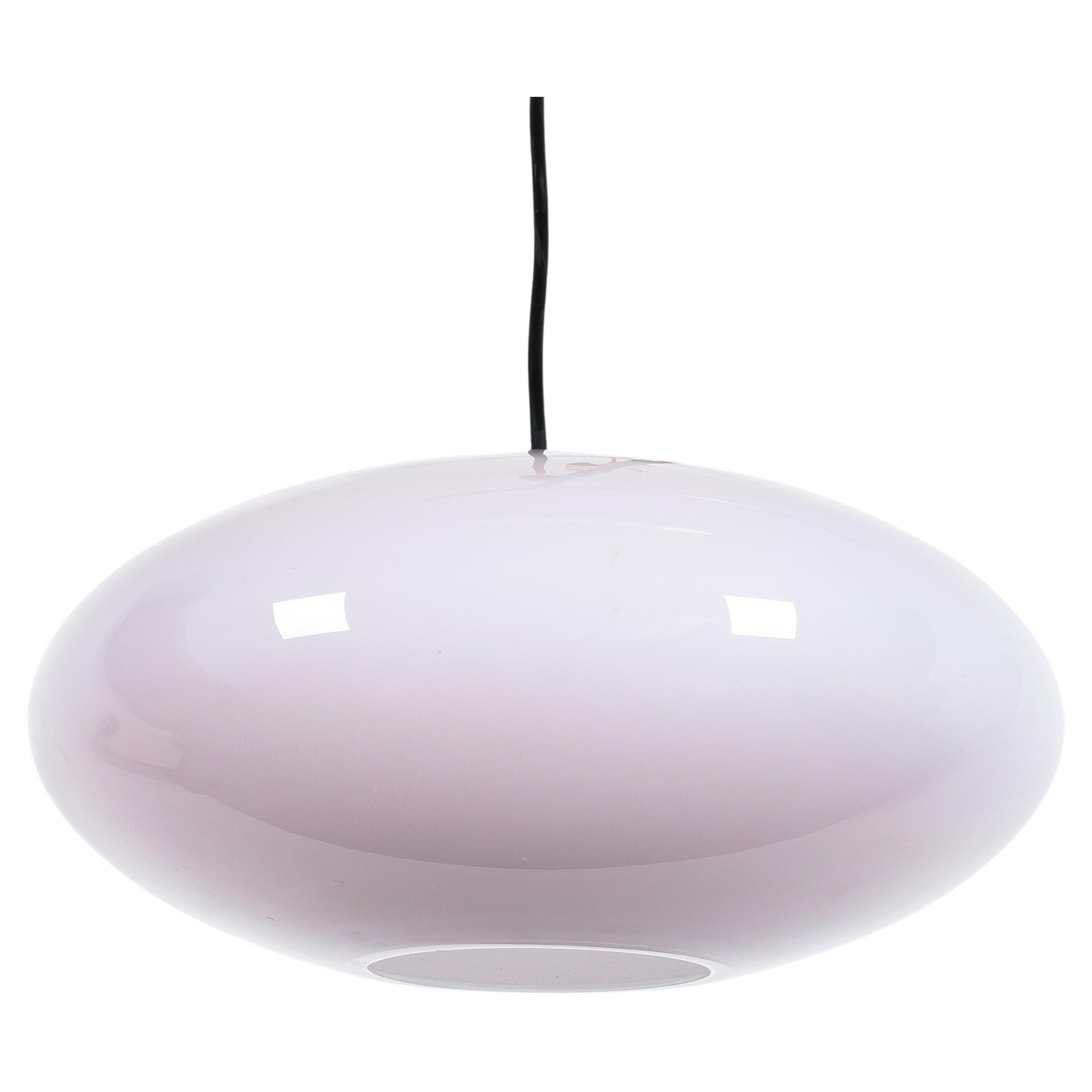 Stilnovo Color Glass Pendant Lamp Color Berry or Mauve, Midcentury, Italy For Sale