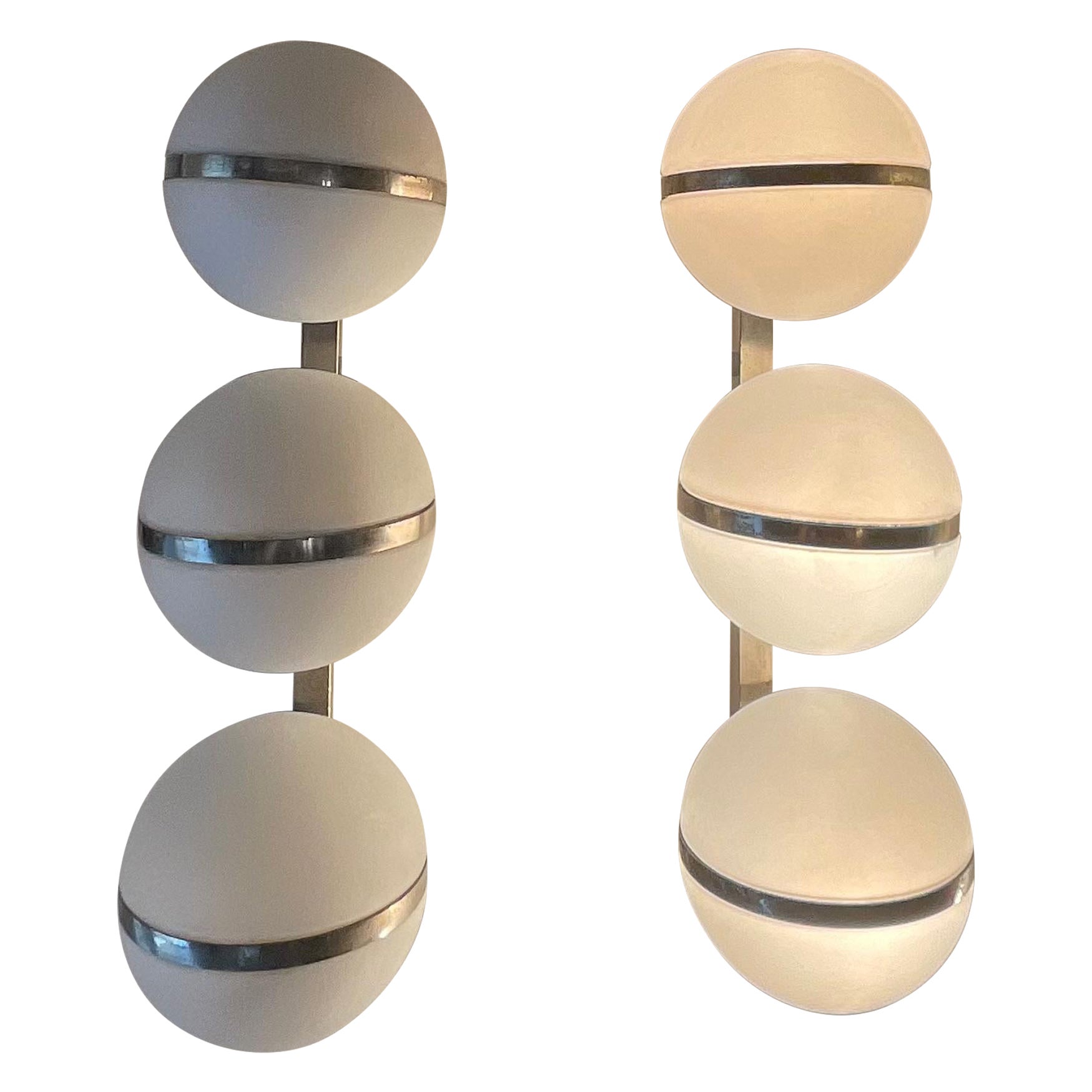 STILNOVO - Paire d'apliques à 3 lumières - Made in ITALY - 1950s
