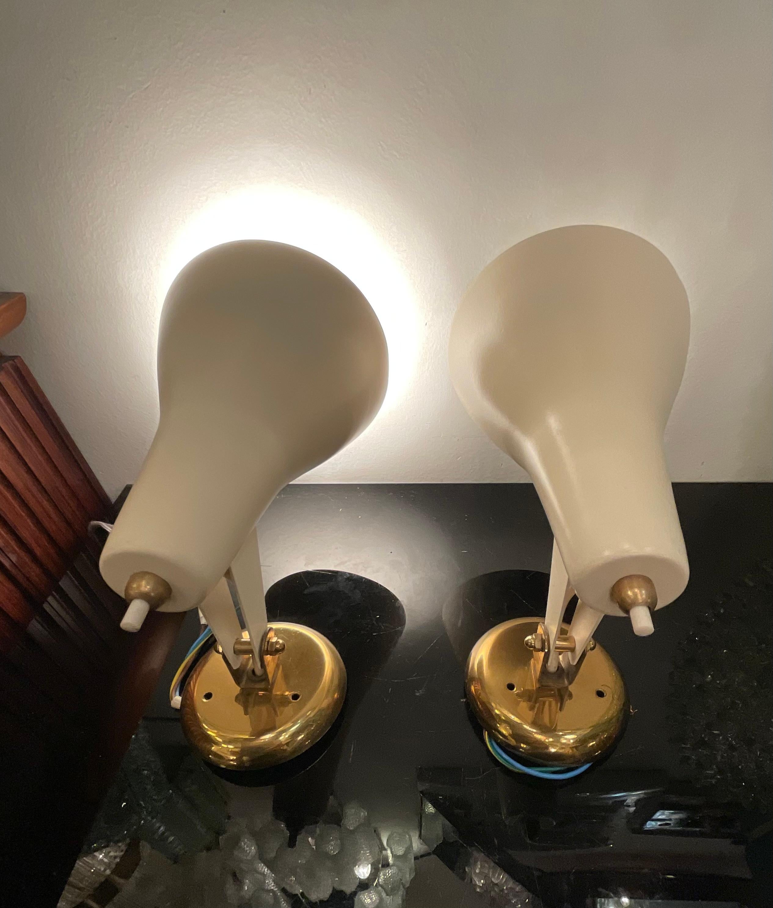 20th Century STILNOVO -. Pair of 1950s wall sconces - Made in ITALY For Sale