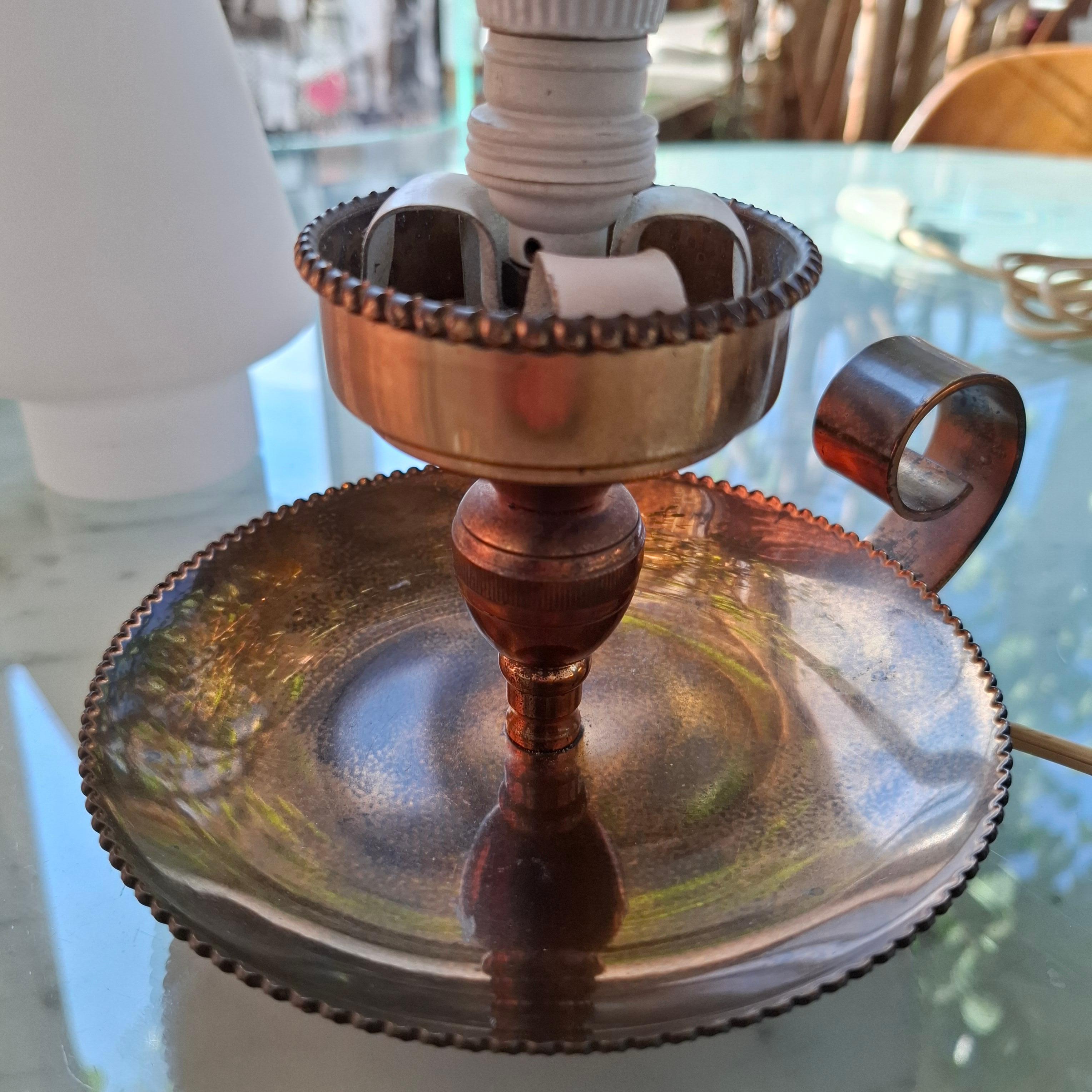 Ottone STILNOVO COPPIA LAMPADE DA TAVOLO FIRMATE OTTONE E VETRO OPALE 1950 ITALIA in vendita