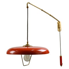 Stilnovo Counter Weight Wall Lamp with Red Metal Shade