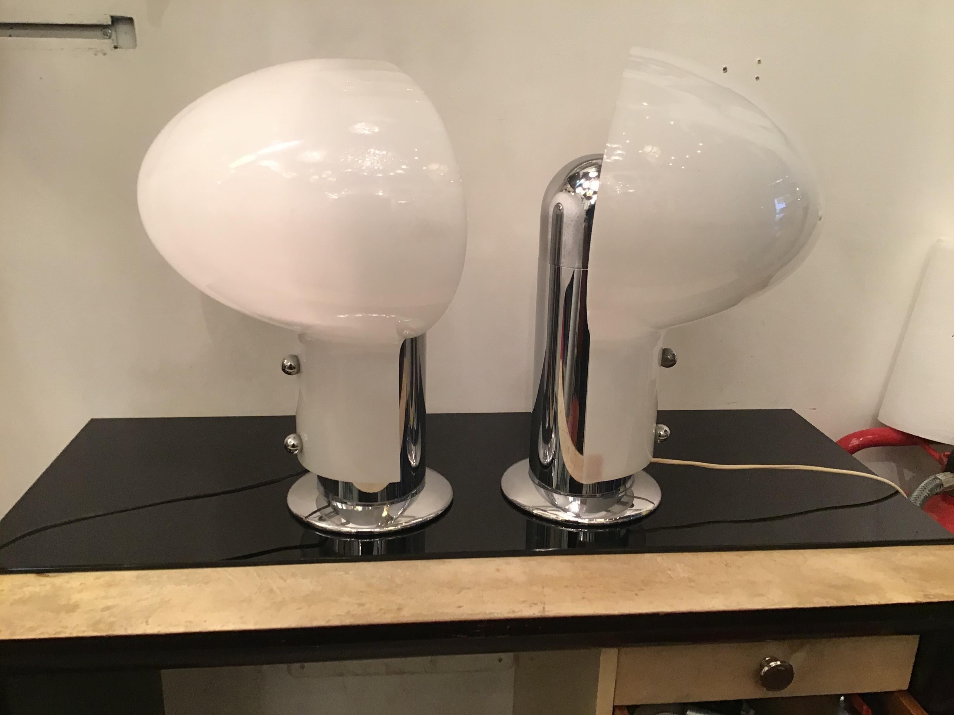 Stilnovo Couple Table Lamp Metal Crome Plexiglass, 1971, Italy 9