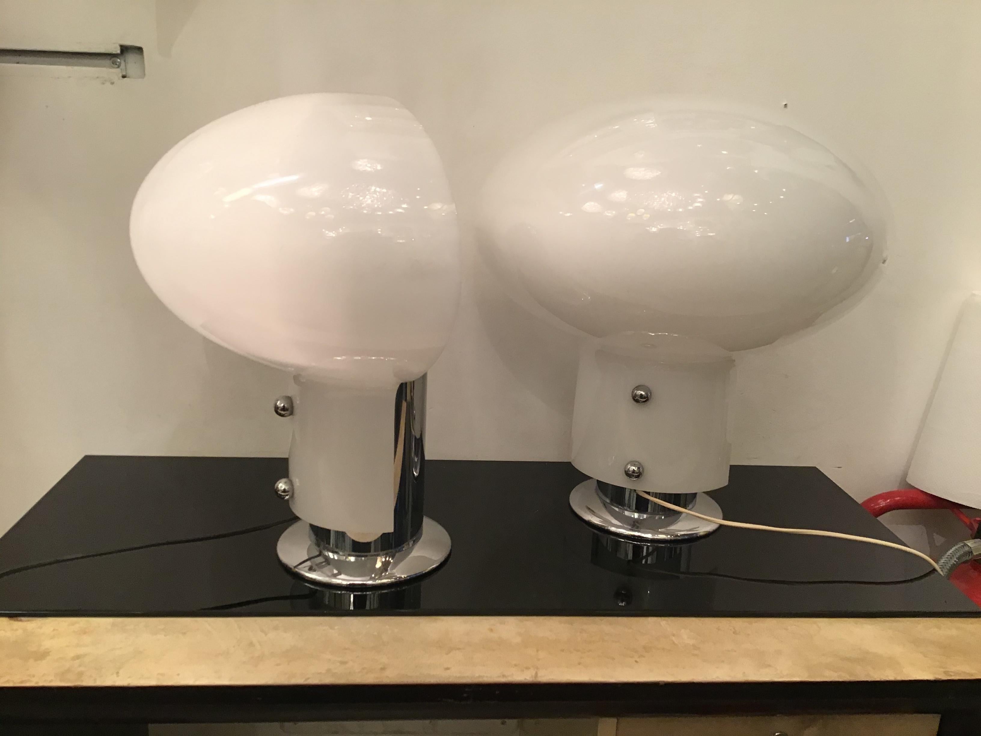 Stilnovo Couple Table Lamp Metal Crome Plexiglass, 1971, Italy 11