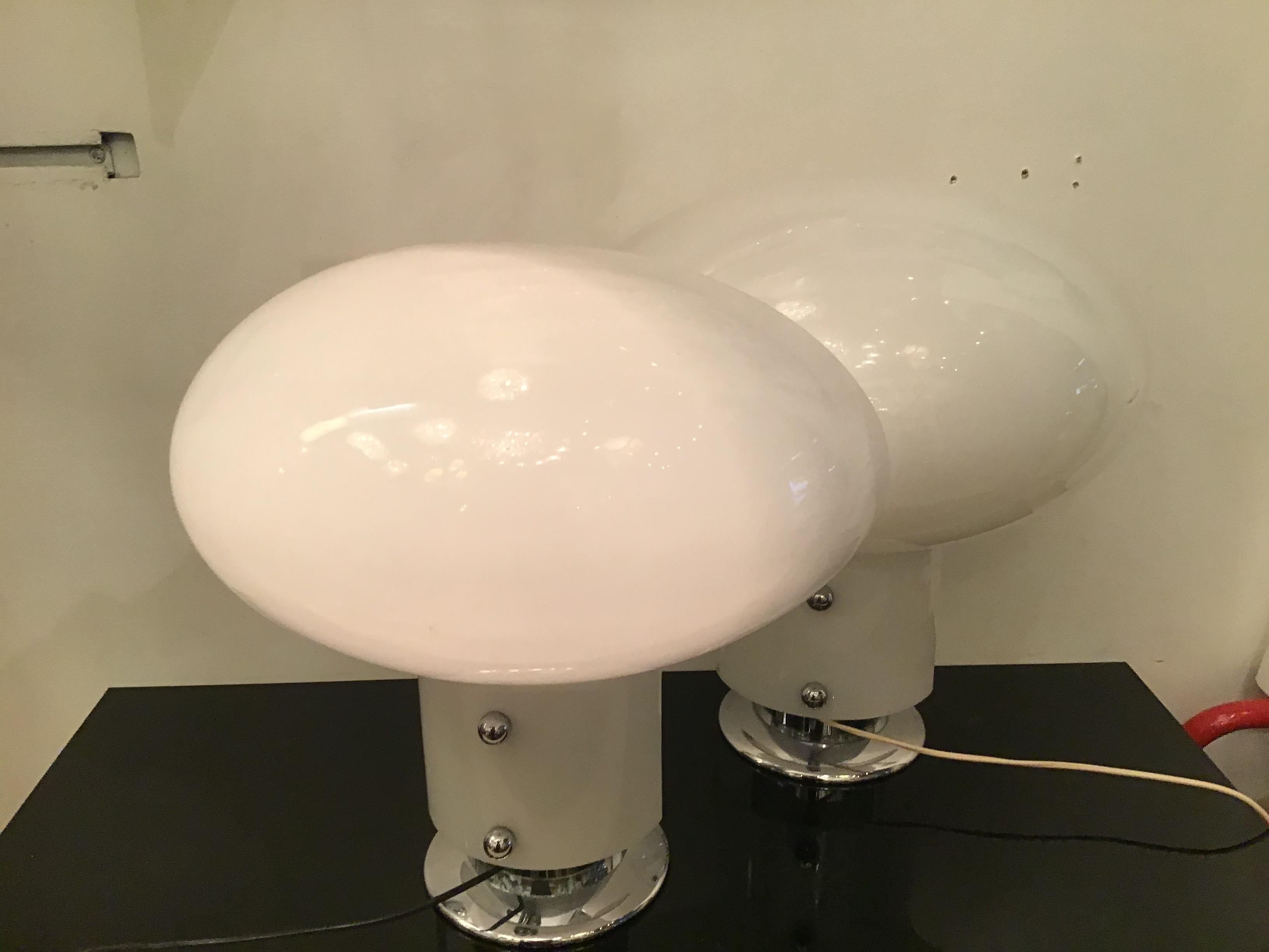 Late 20th Century Stilnovo Couple Table Lamp Metal Crome Plexiglass, 1971, Italy