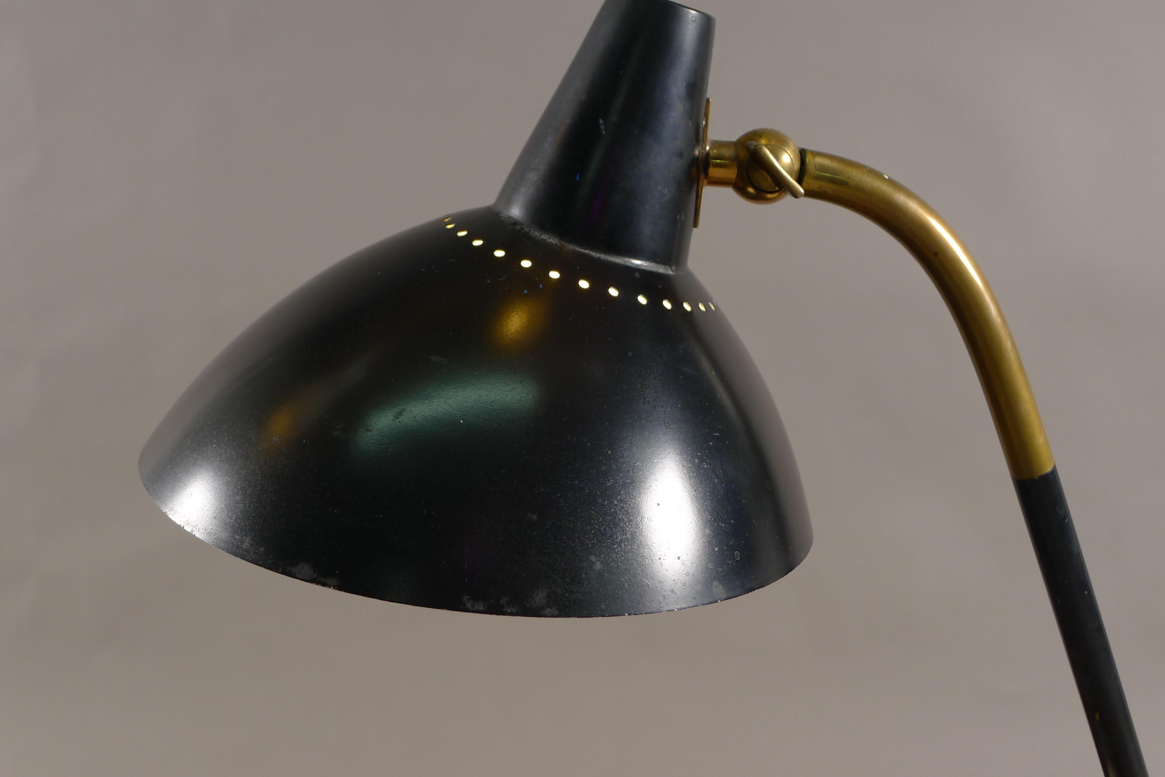 Mid-Century Modern Stilnovo D491, Italy, 1950's Desk Lamp, Marble and Brass, with Label 