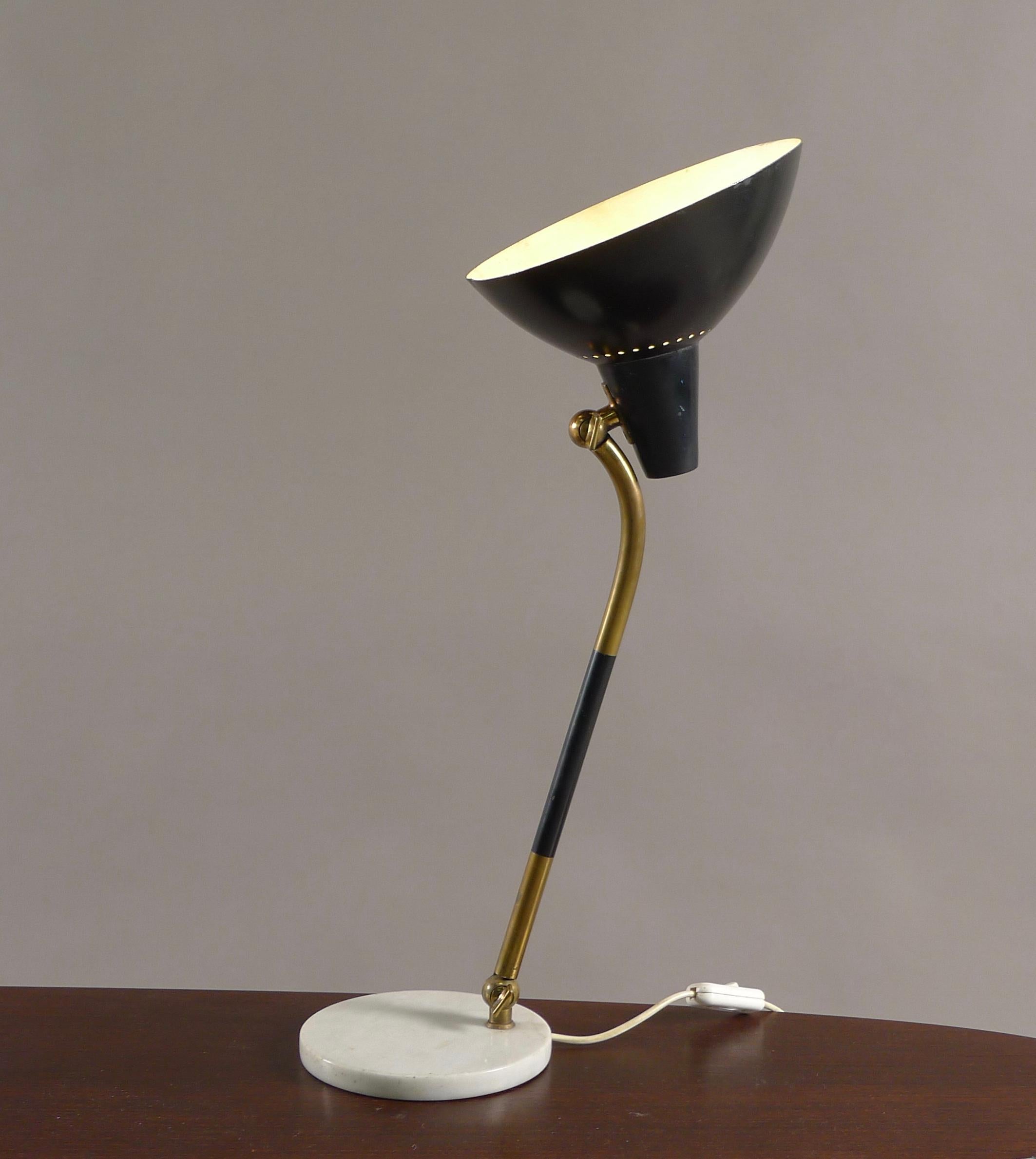Stilnovo D491, Italy, 1950's Desk Lamp, Marble and Brass, with Label  2