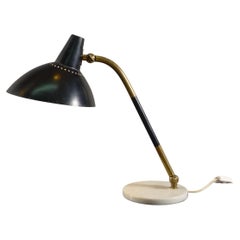 Stilnovo D491, Italy, 1950's Desk Lamp, Marble and Brass, with Label 