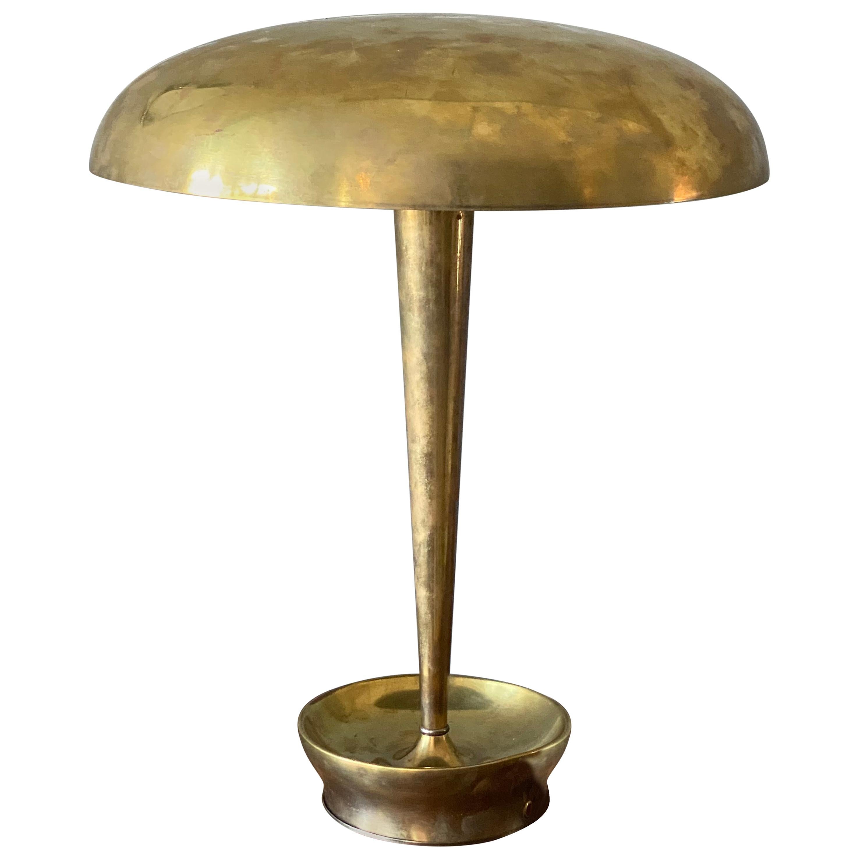 Stilnovo, Desk Lamp, Model "D 4639" Brass, Glass, 1950s, Italy
