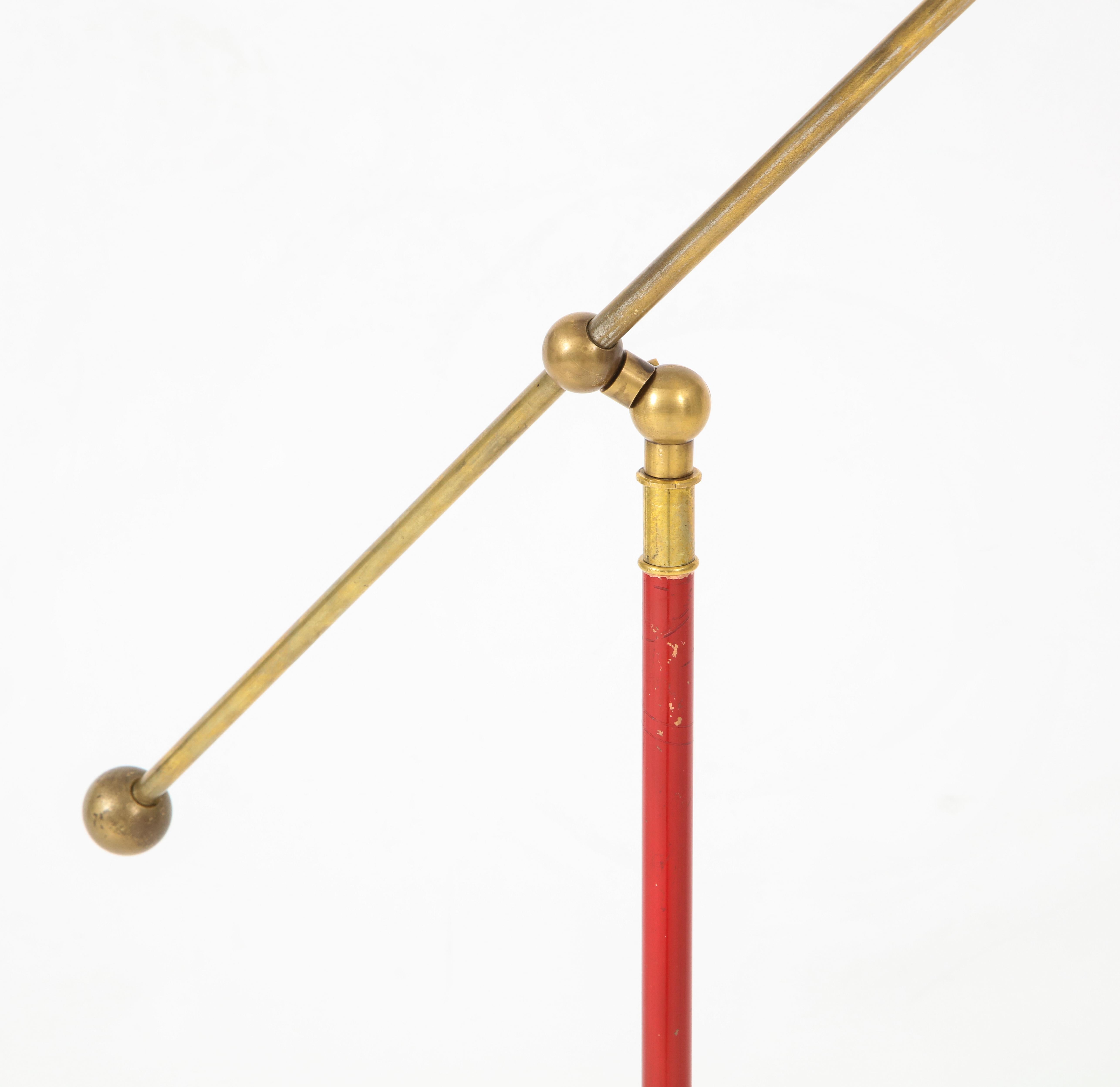 Mid-Century Modern Stilnovo Diabolo Painted and Brass Floor Lamp, circa 1950s
