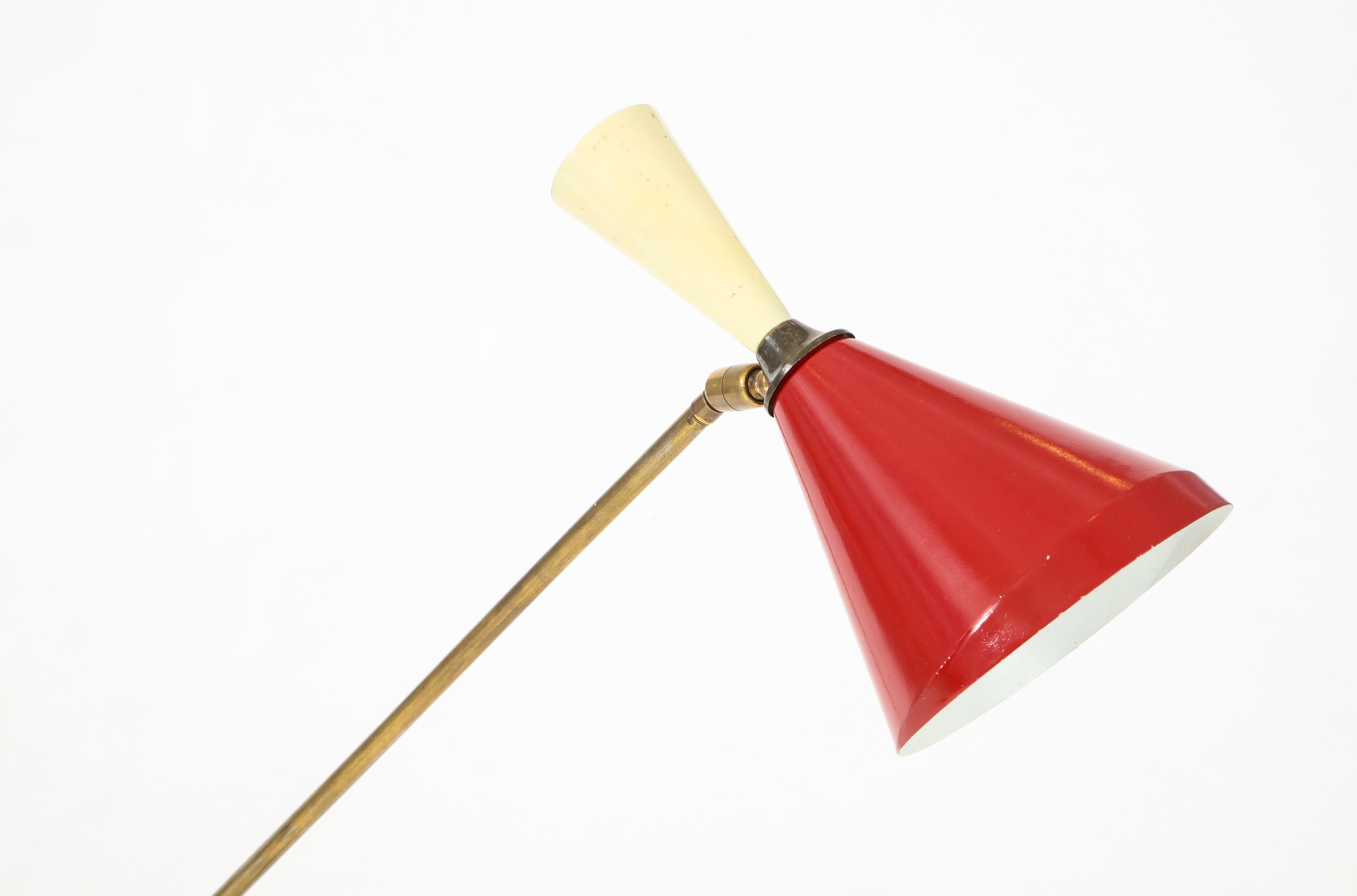 Italian Stilnovo Diabolo Painted and Brass Floor Lamp, circa 1950s