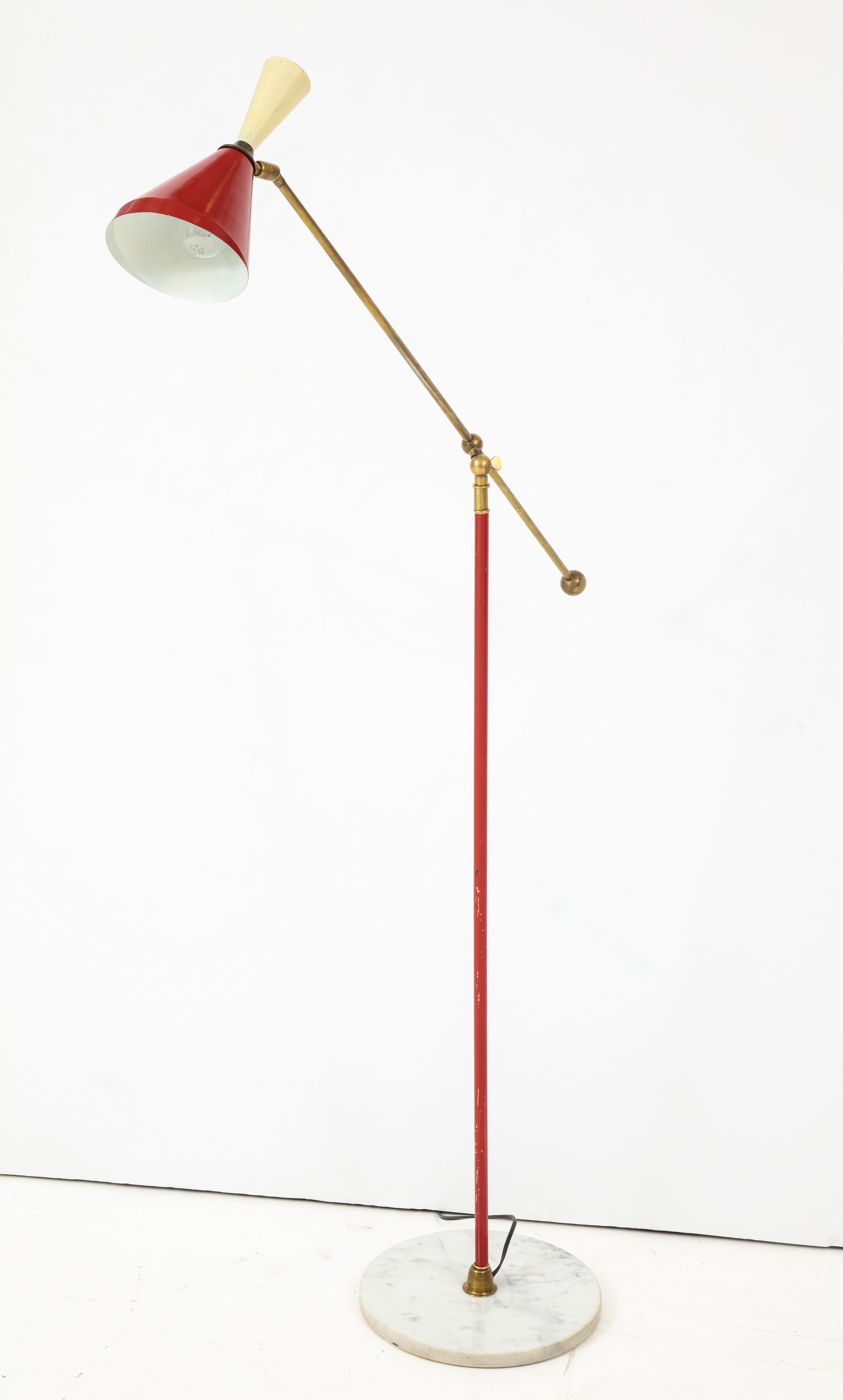 20th Century Stilnovo Diabolo Painted and Brass Floor Lamp, circa 1950s