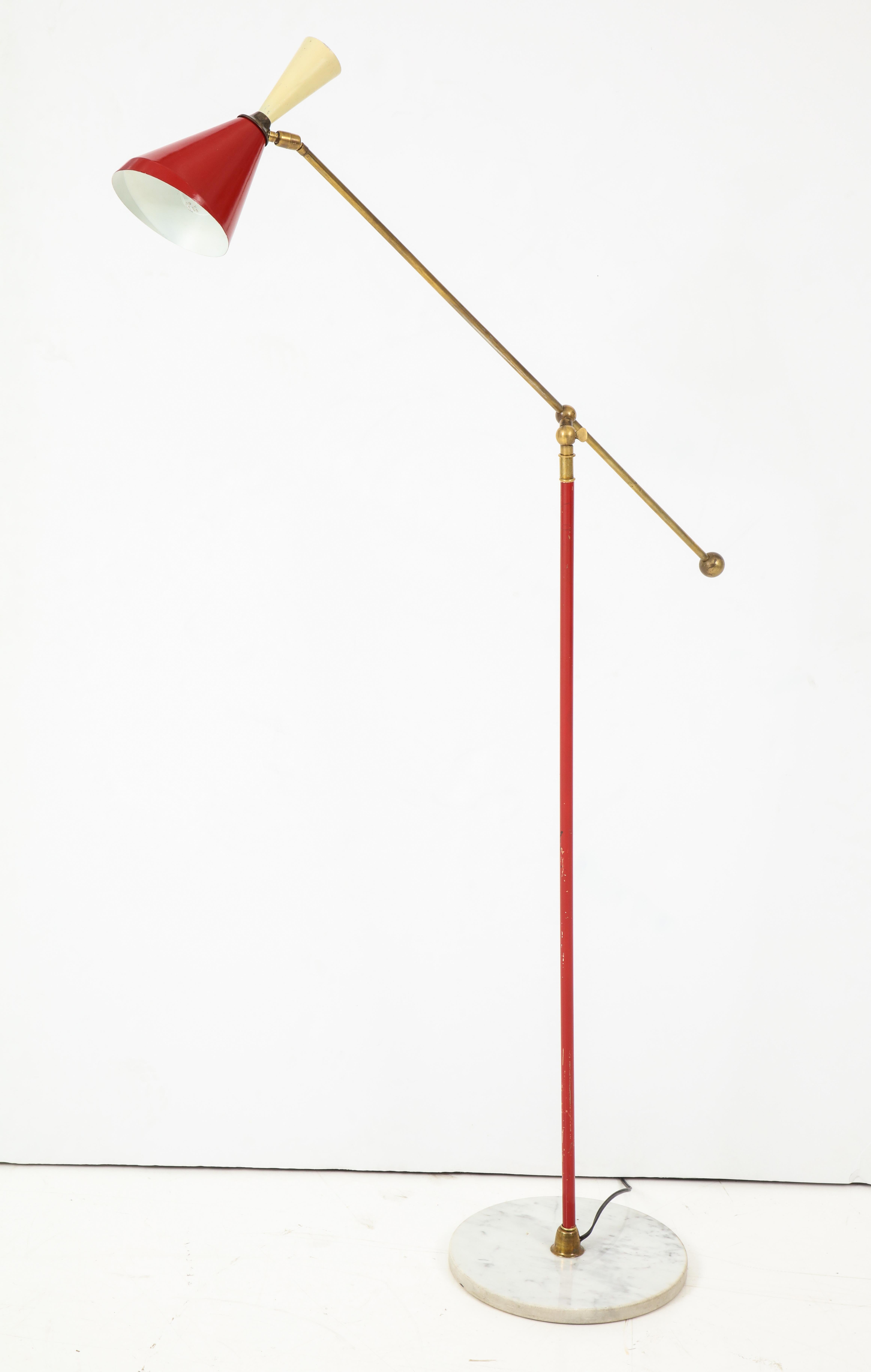 Stilnovo Diabolo Painted and Brass Floor Lamp, circa 1950s 2