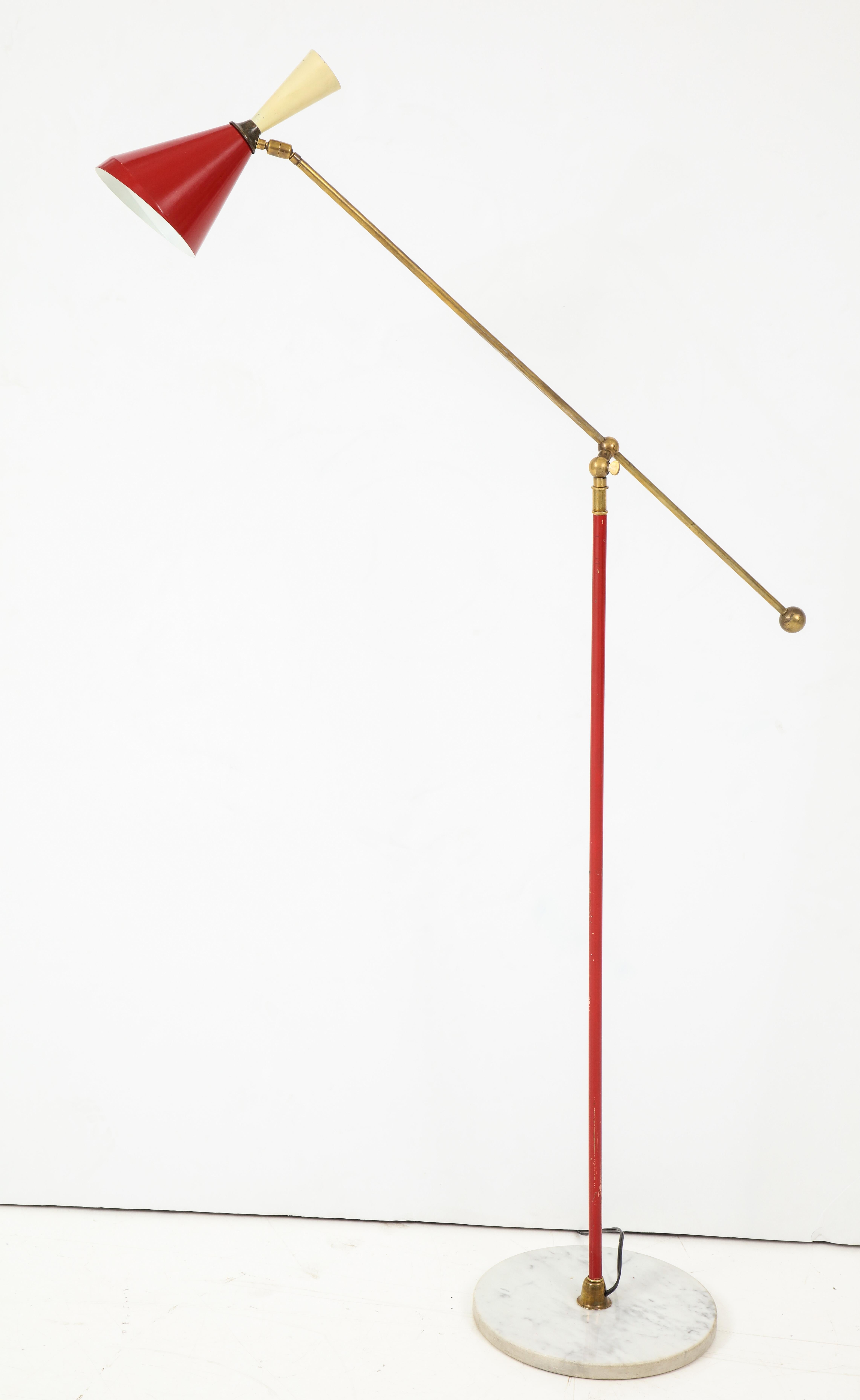 Stilnovo Diabolo Painted and Brass Floor Lamp, circa 1950s 3