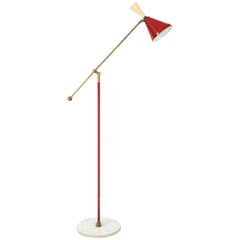 Stilnovo Diabolo Painted and Brass Floor Lamp, circa 1950s