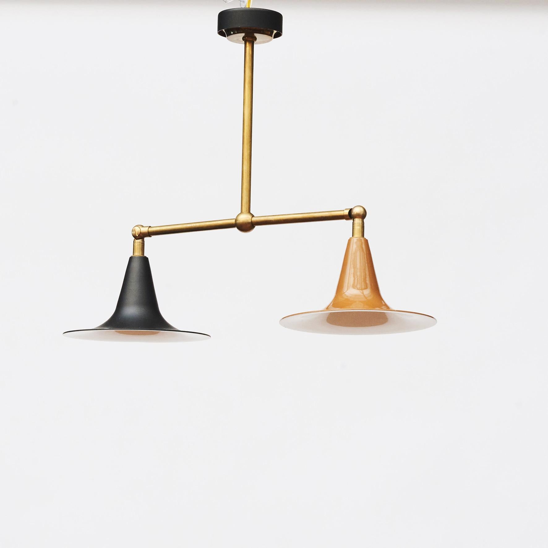 Italian Stilnovo Style Double Pendant Lamp