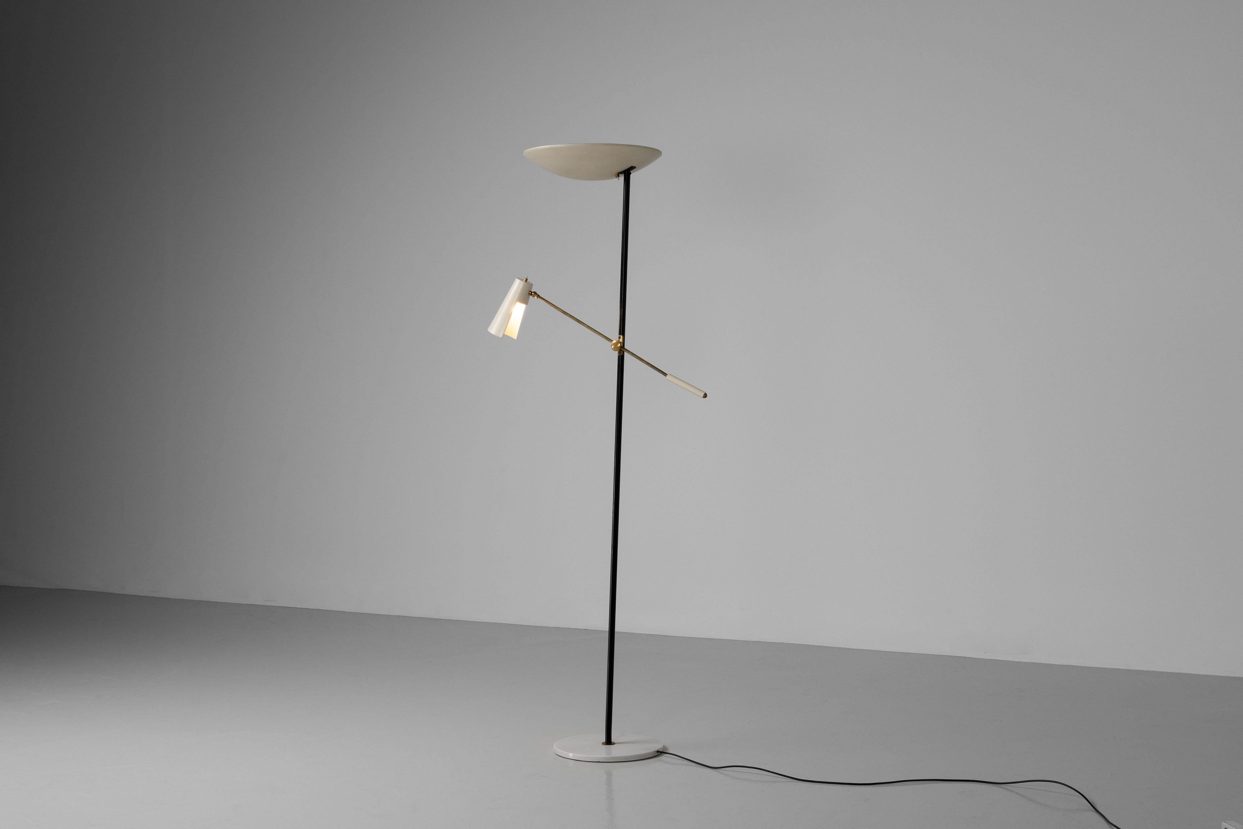 Mid-Century Modern Stilnovo double shaded floor lamp made in Italy 1950