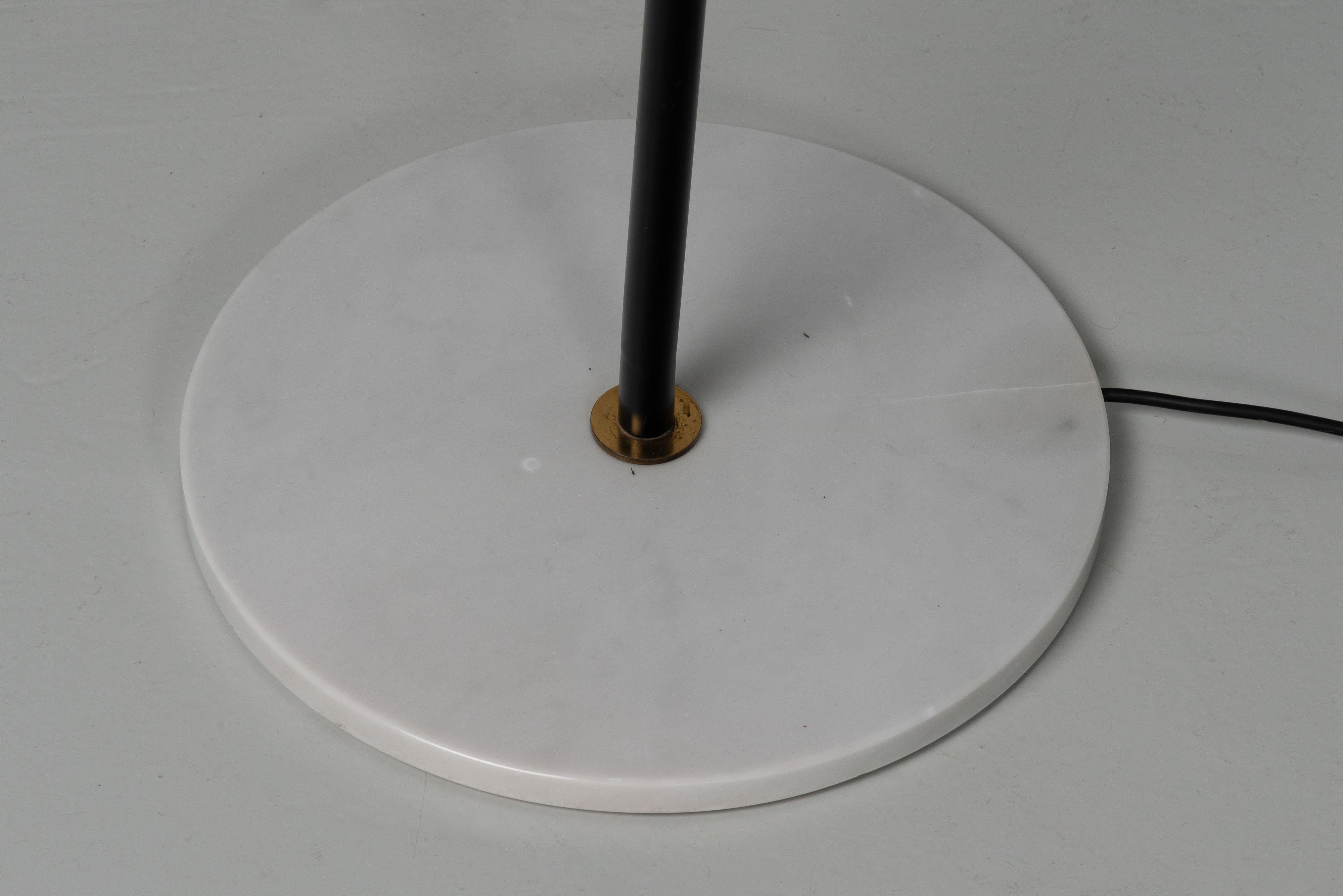 Aluminum Stilnovo double shaded floor lamp made in Italy 1950