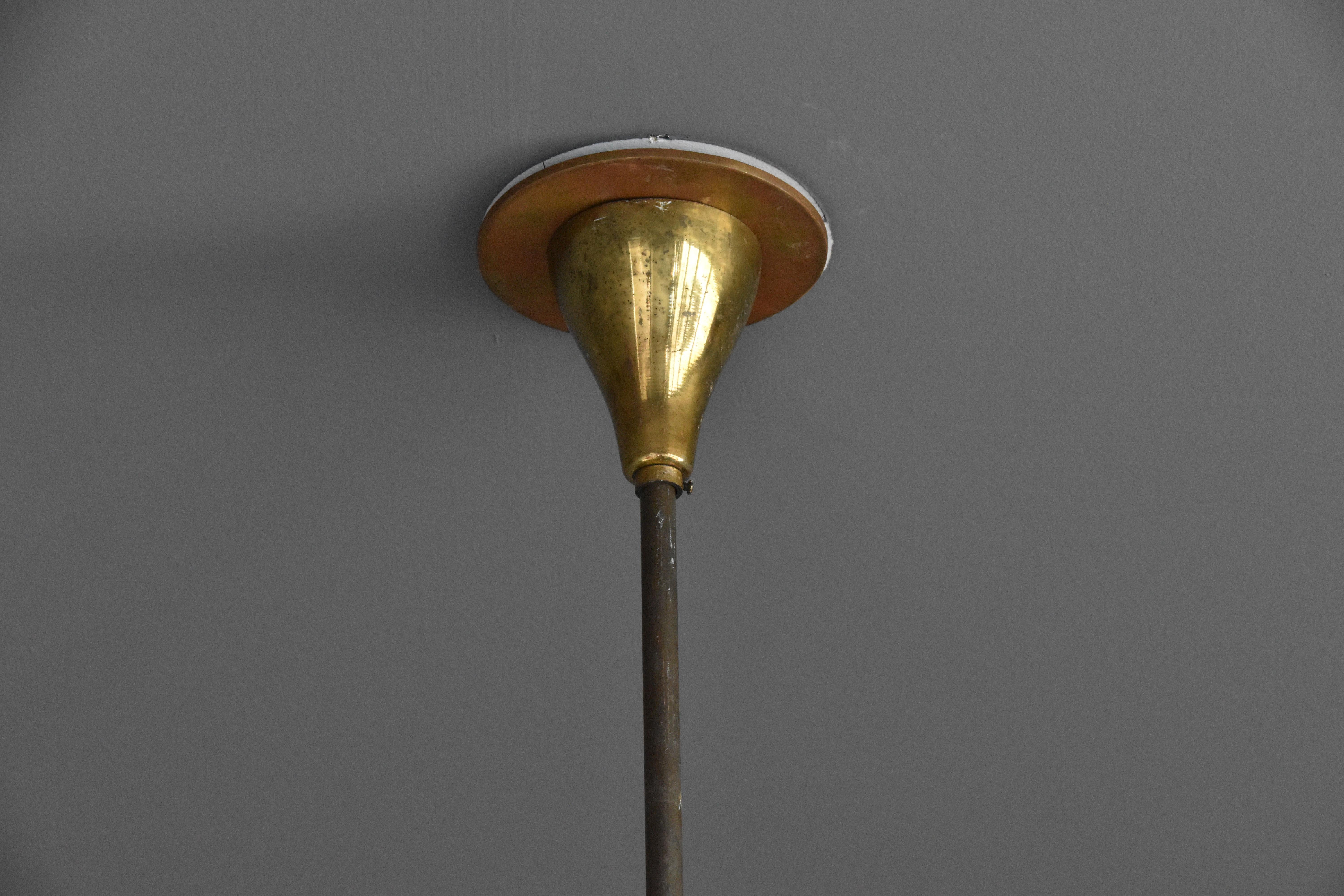 Stilnovo, Eight-Armed Modernist Chandelier or Ceiling Lamp, Brass, Italy, 1950s 2