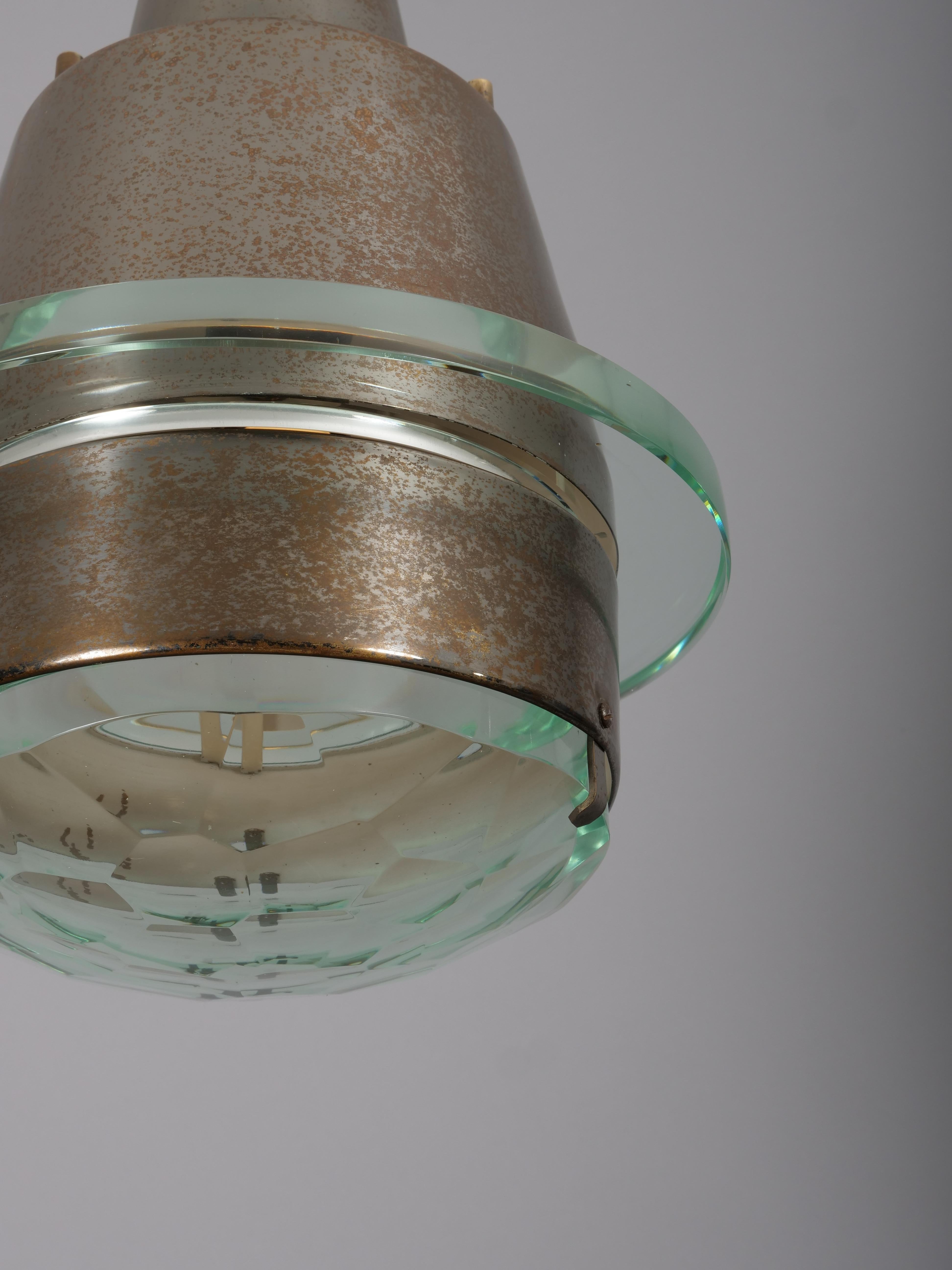 Facetté Suspension en verre à facettes Stilnovo en vente