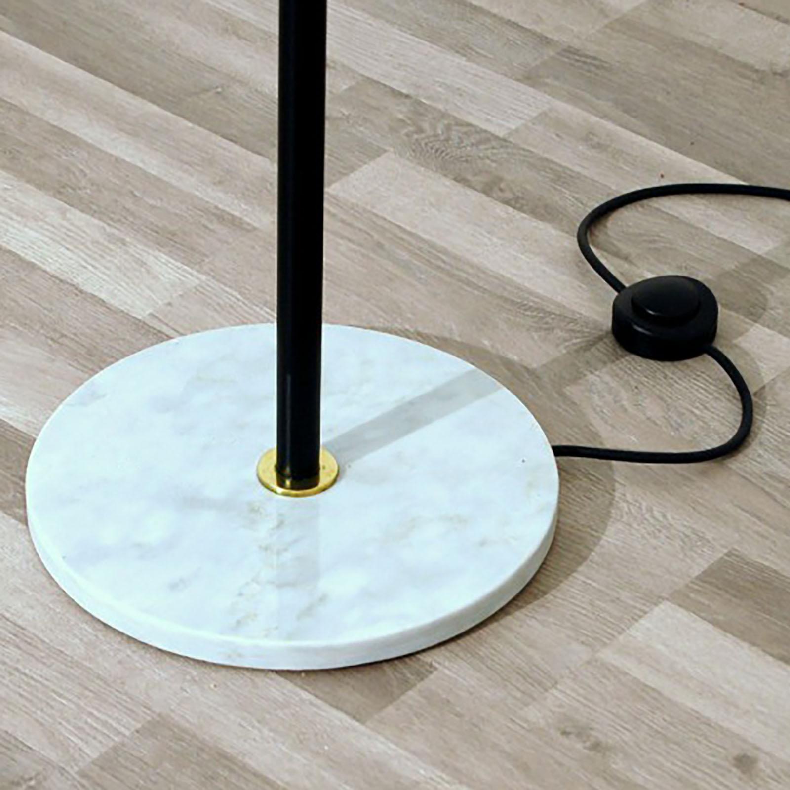 Stilnovo Floor Lamp 6 Lights Marbre Iron Brass Opaline Glass Italian Floor Lamp For Sale 3