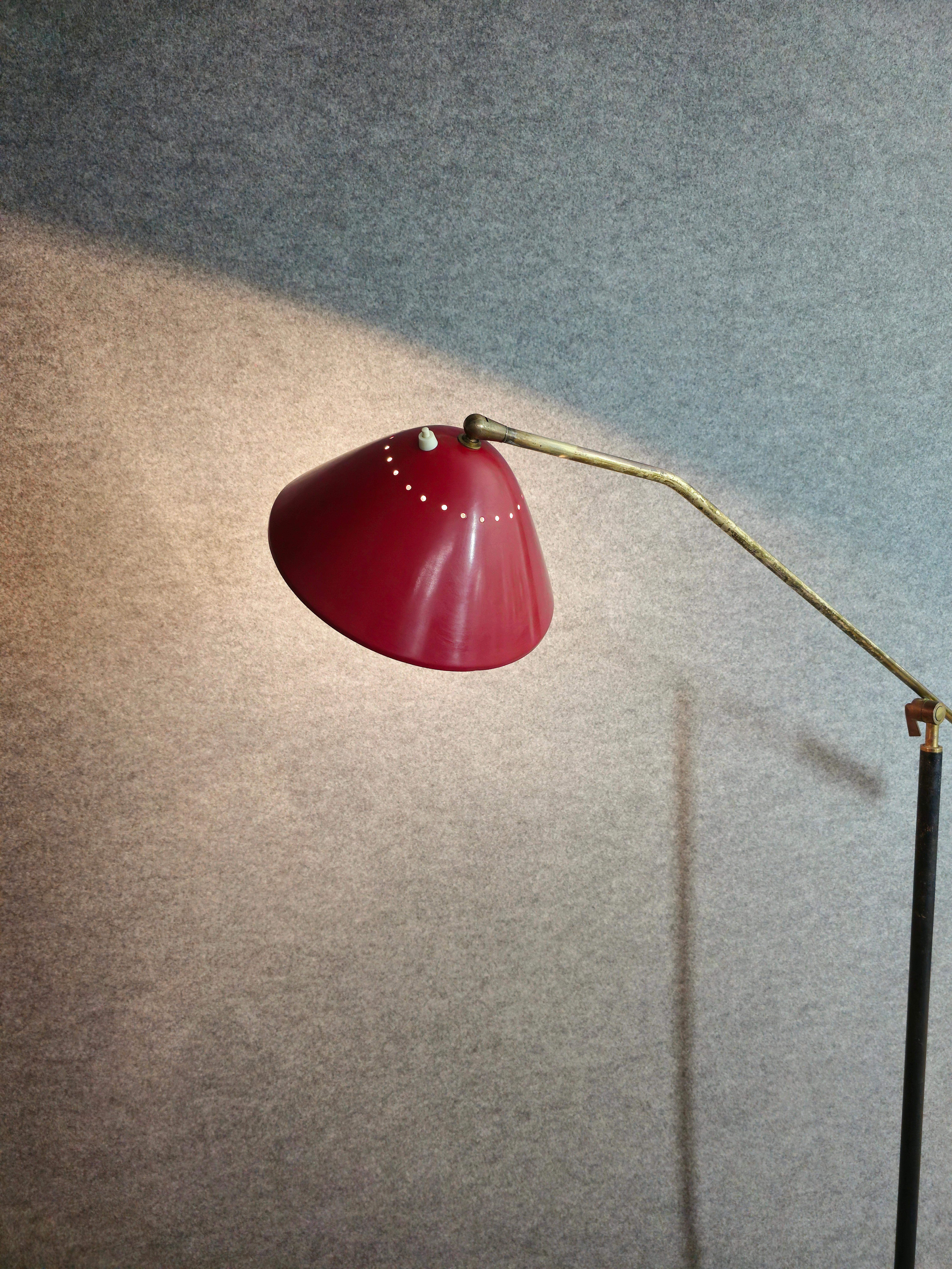 Stilnovo Floor Lamp Adjustable in Marble Brass  Italy Design 1950 Midcentury For Sale 4