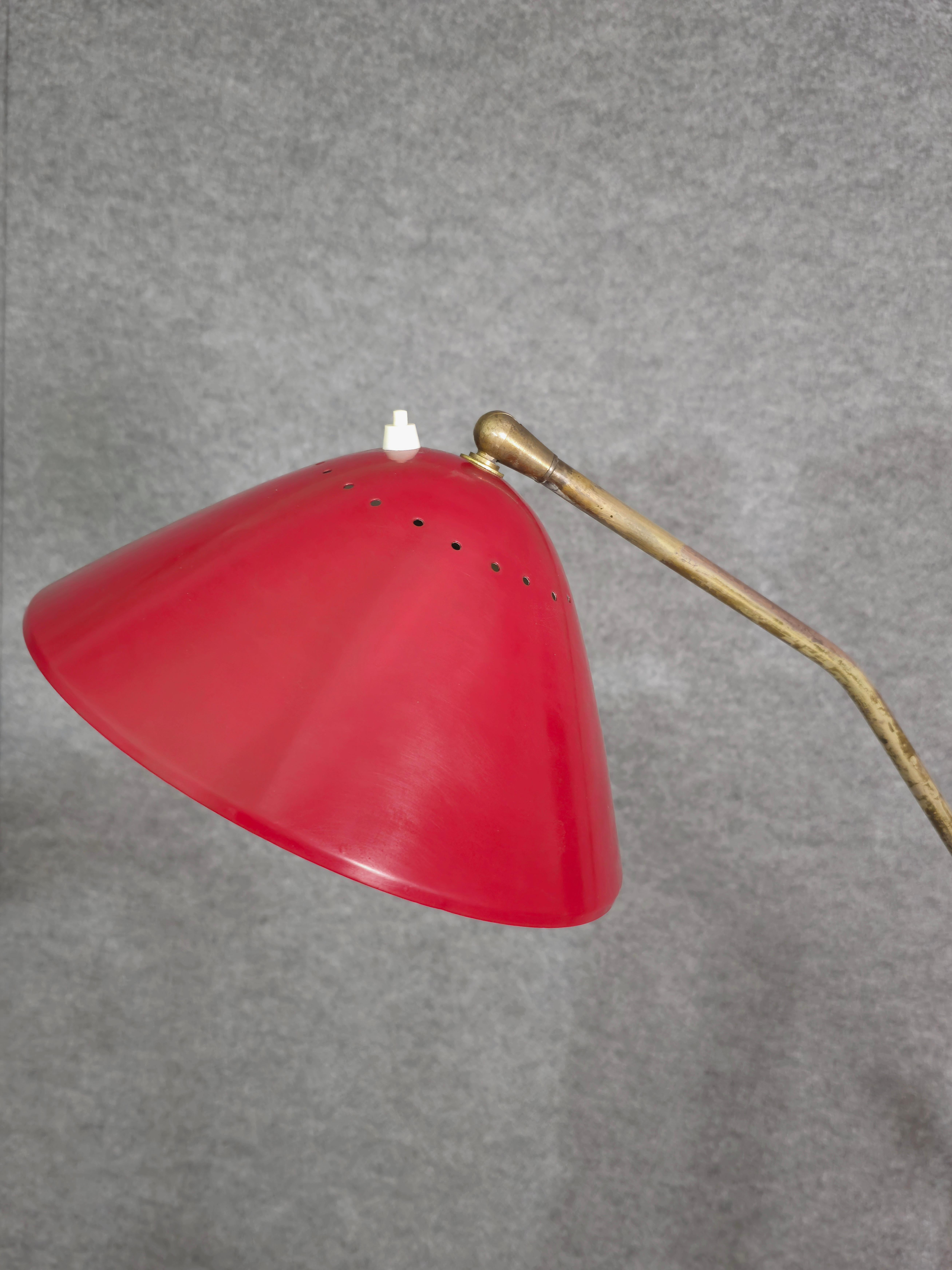 Aluminum Stilnovo Floor Lamp Adjustable in Marble Brass  Italy Design 1950 Midcentury For Sale
