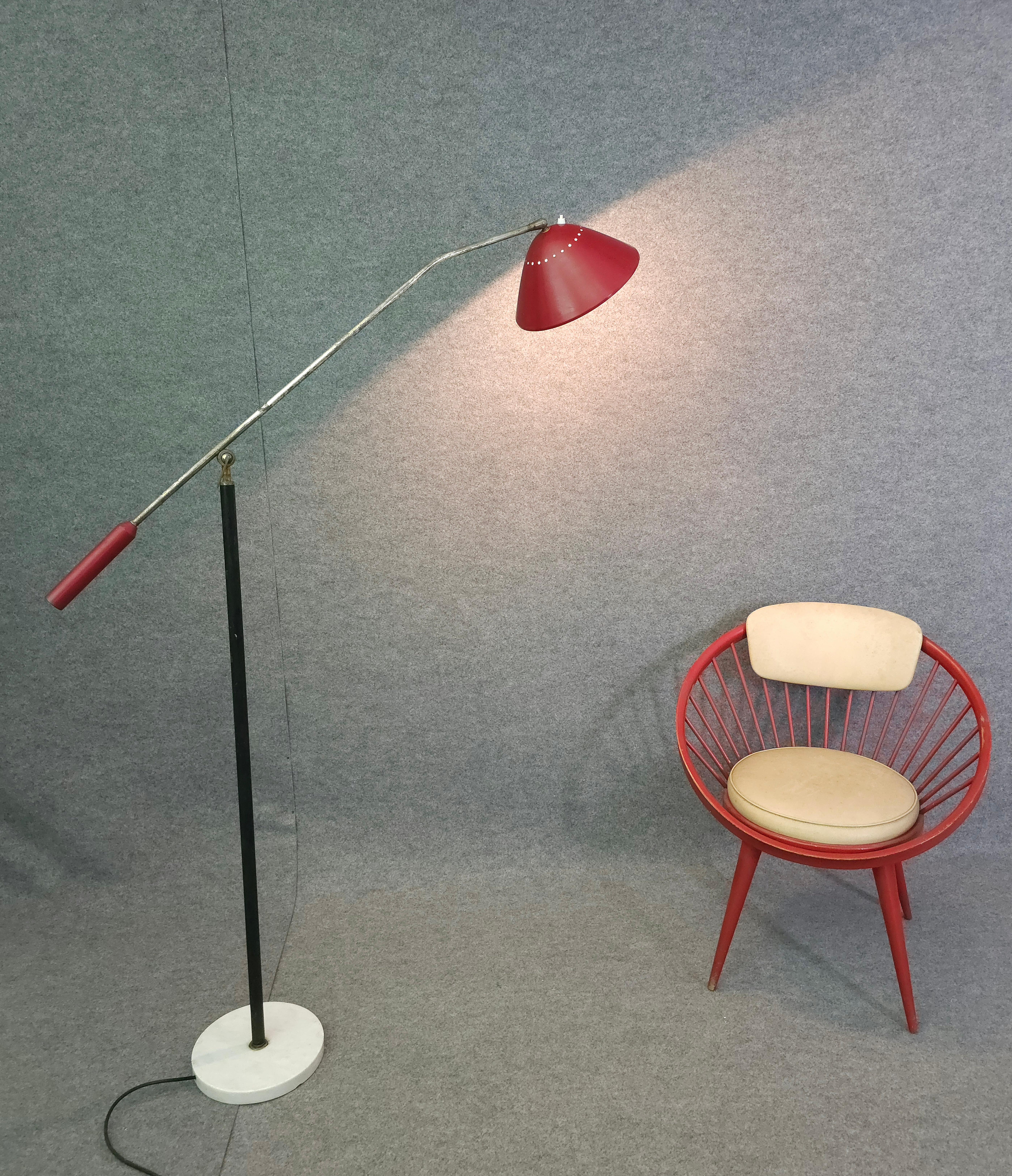 Stilnovo Floor Lamp Adjustable in Marble Brass  Italy Design 1950 Midcentury For Sale 2