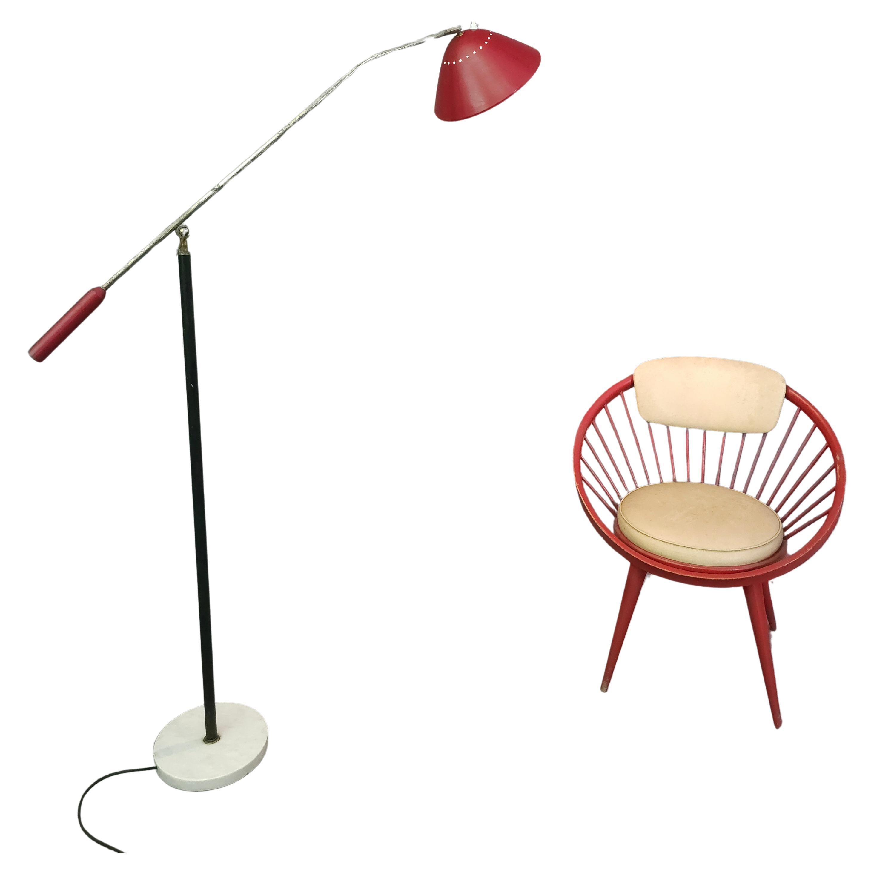 Stilnovo Floor Lamp Adjustable in Marble Brass  Italy Design 1950 Midcentury