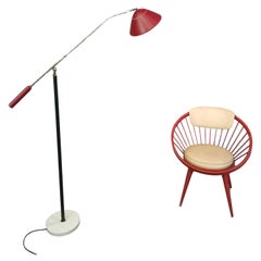 Vintage Stilnovo Floor Lamp Adjustable in Marble Brass  Italy Design 1950 Midcentury