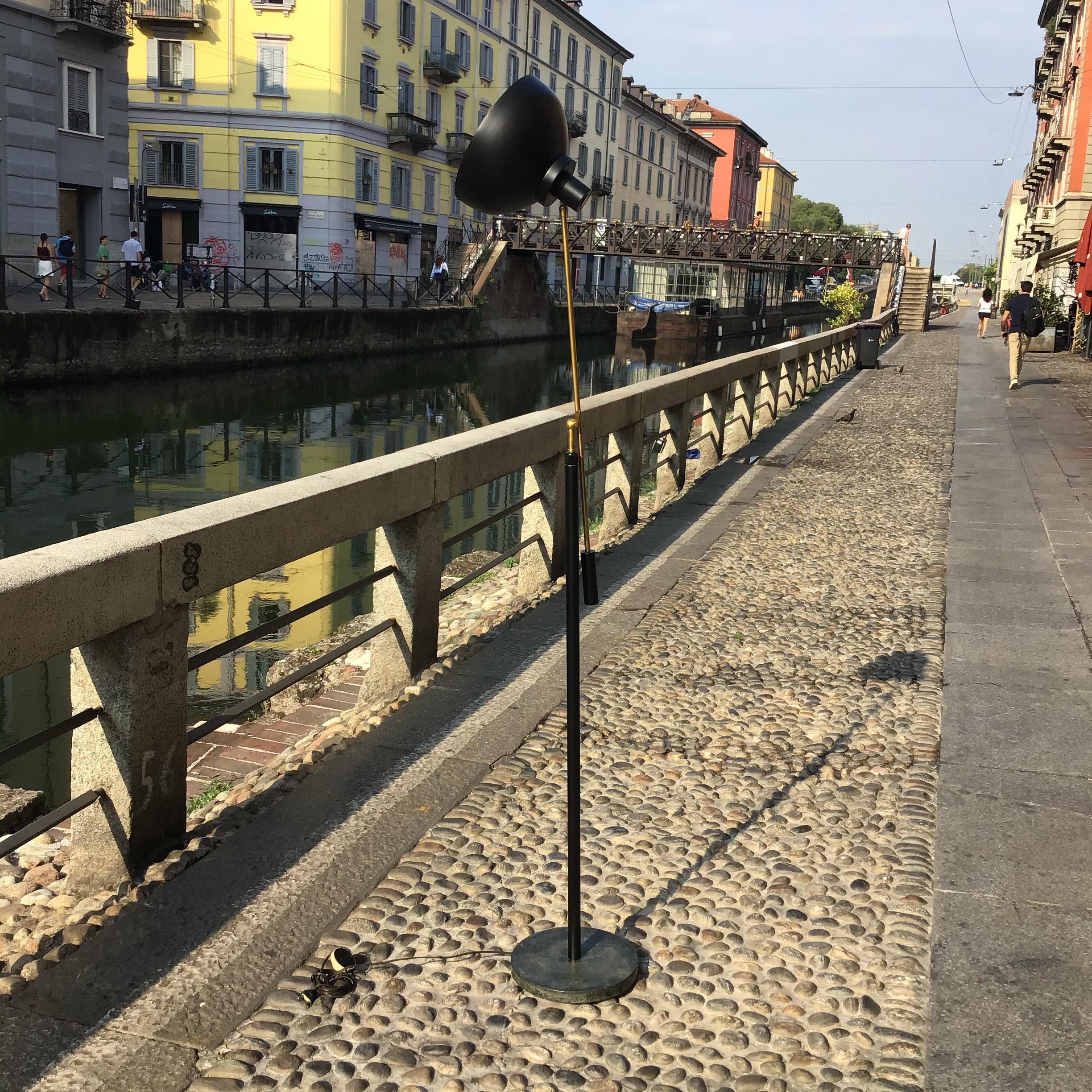 Lampada da terra Stilnovo regolabile Marbre Ottone Metallo 1950 Italia in vendita 4