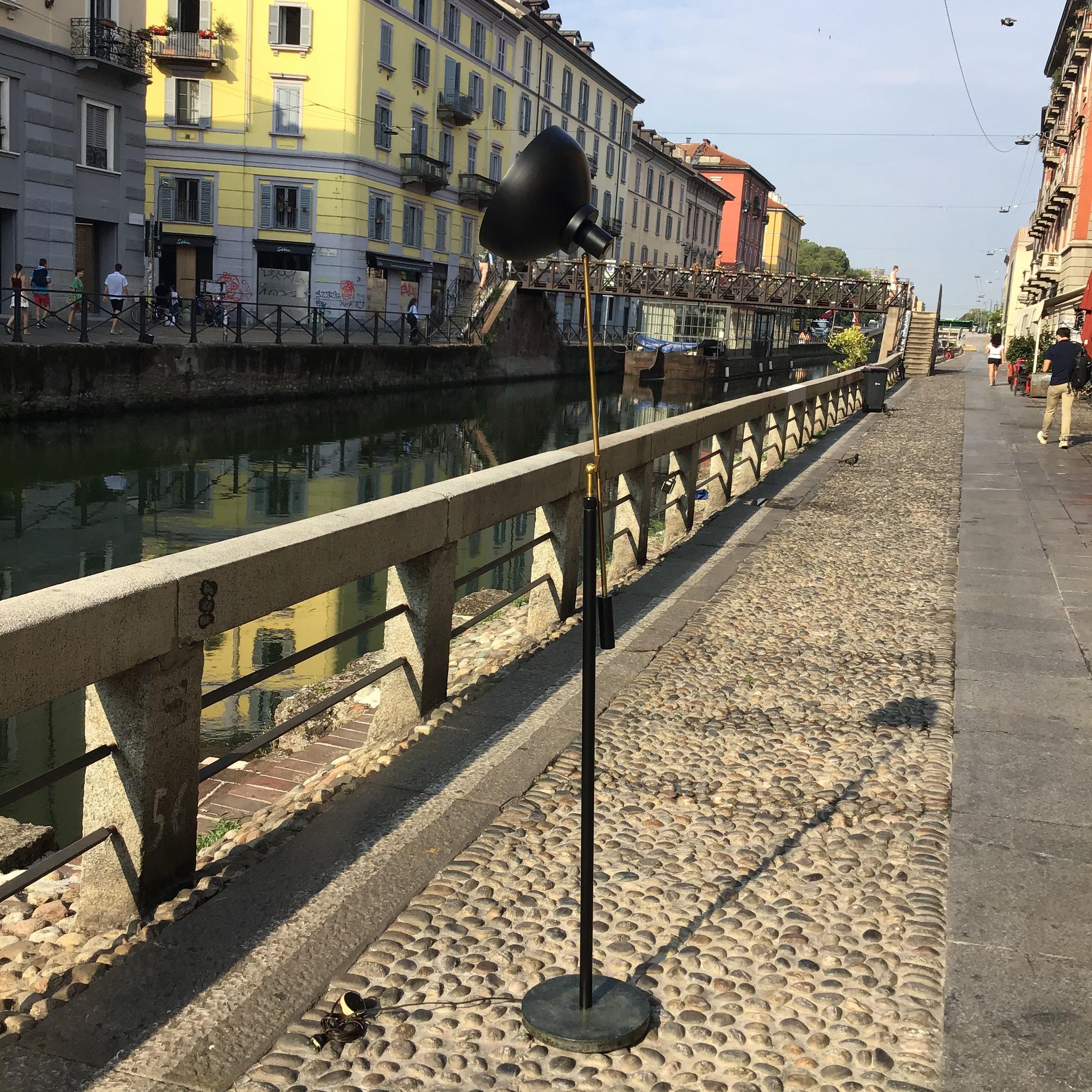 Lampada da terra Stilnovo regolabile Marbre Ottone Metallo 1950 Italia in vendita 5