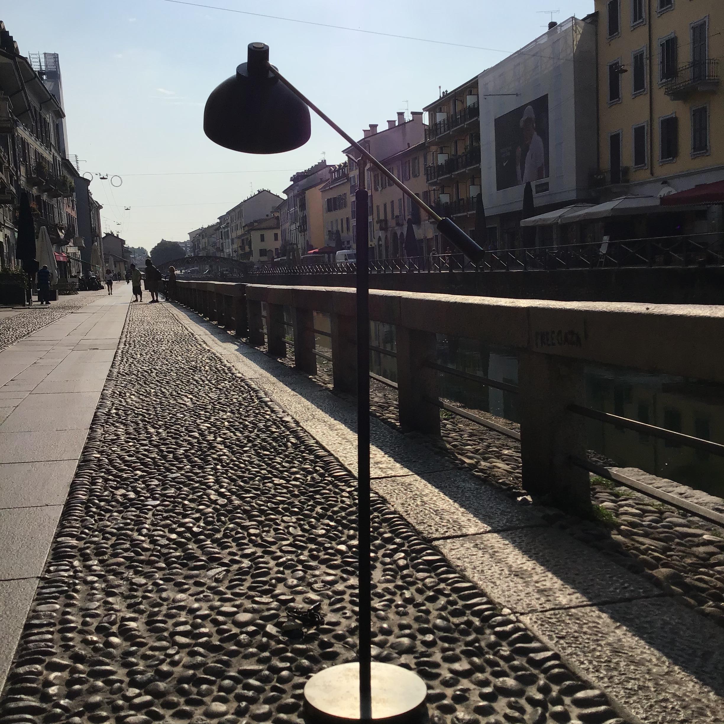 Lampada da terra Stilnovo regolabile Marbre Ottone Metallo 1950 Italia in vendita 11