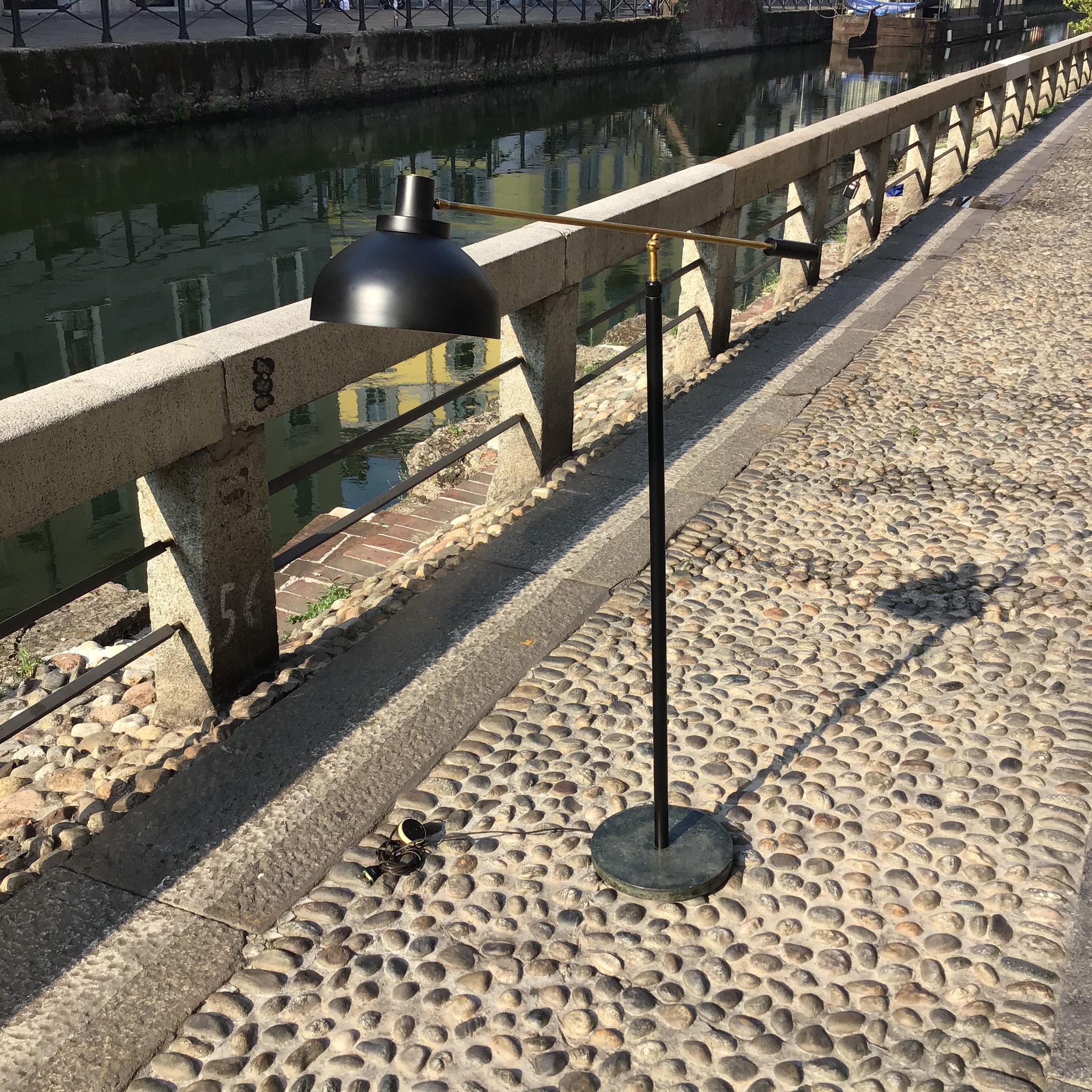 Lampada da terra Stilnovo regolabile Marbre Ottone Metallo 1950 Italia in vendita 3