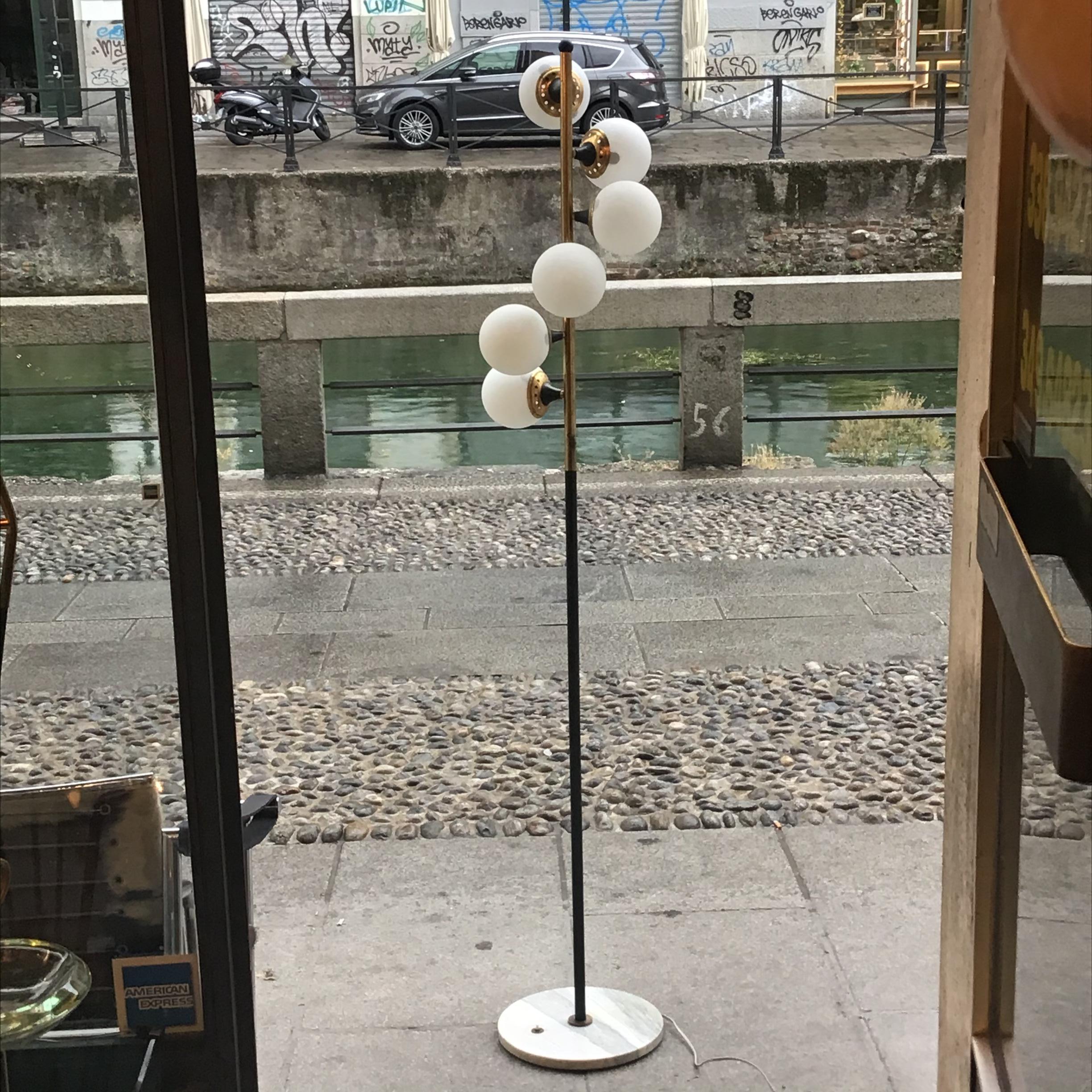 Lampada da terra Stilnovo Bass Marbre Ferro Vetro 1950 Italia 8
