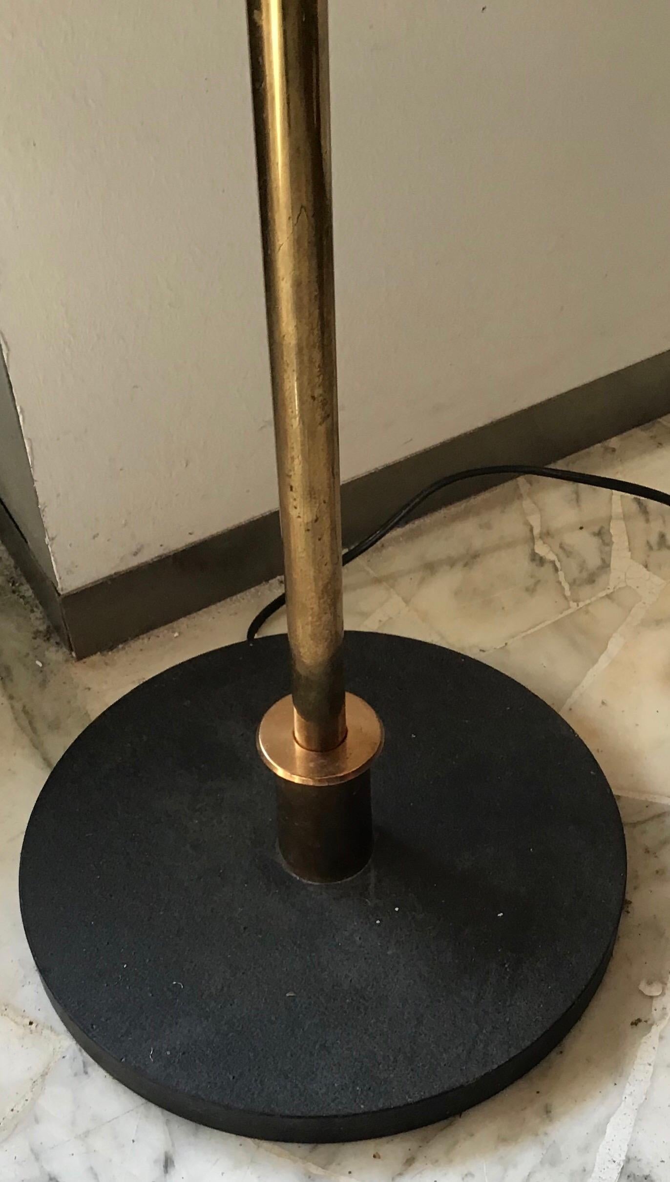 Stilnovo Floor Lamp Brass Glass, 1950, Italy In Excellent Condition In Milano, IT