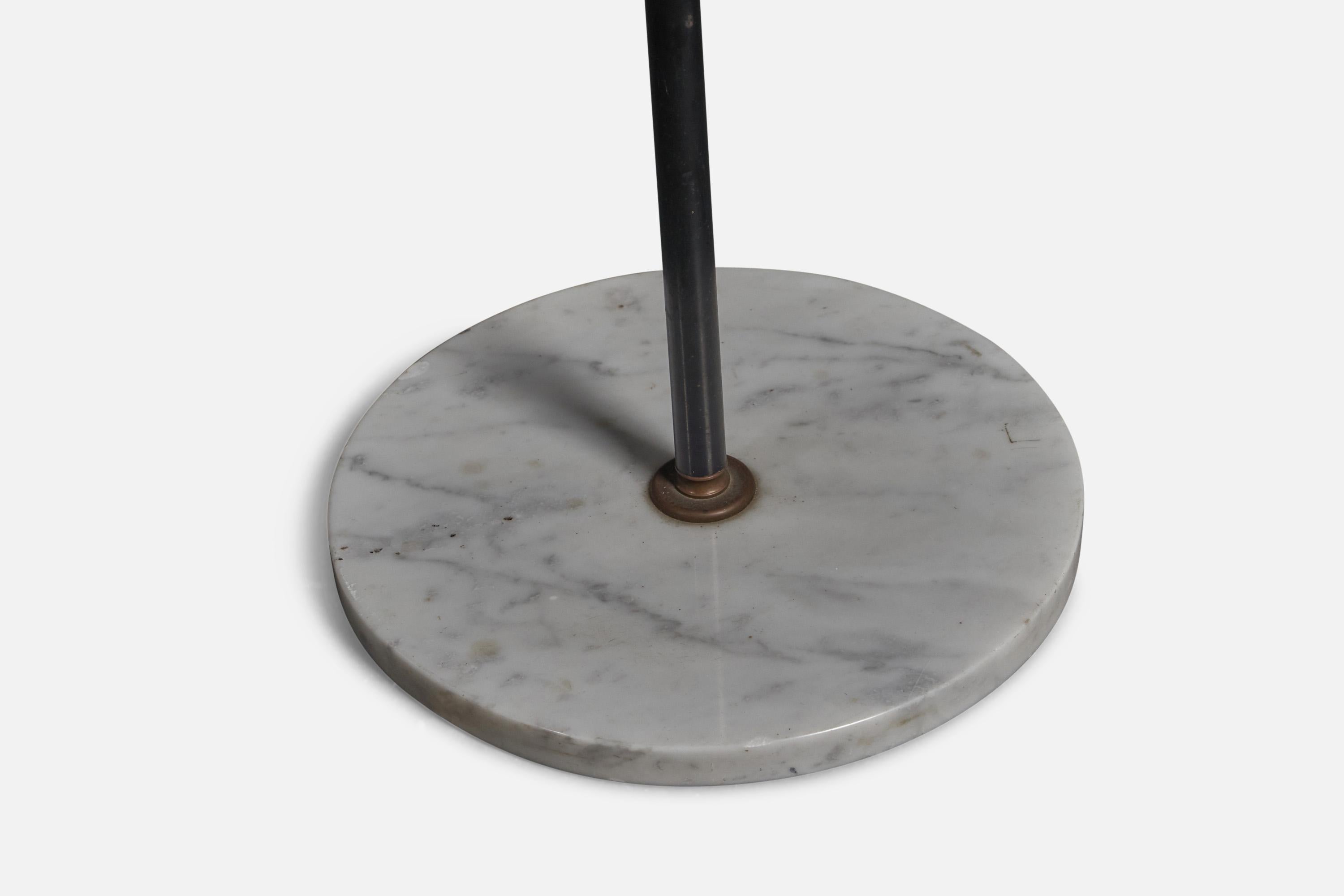 Stilnovo, Floor Lamp, Brass, Metal, Glass, Marble, Italy, 1950s In Good Condition For Sale In High Point, NC
