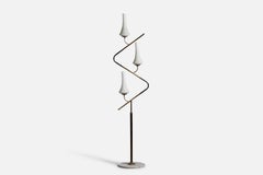 Stilnovo, Floor Lamp, Brass, Metal, Marble, Glass, Italy 1950s