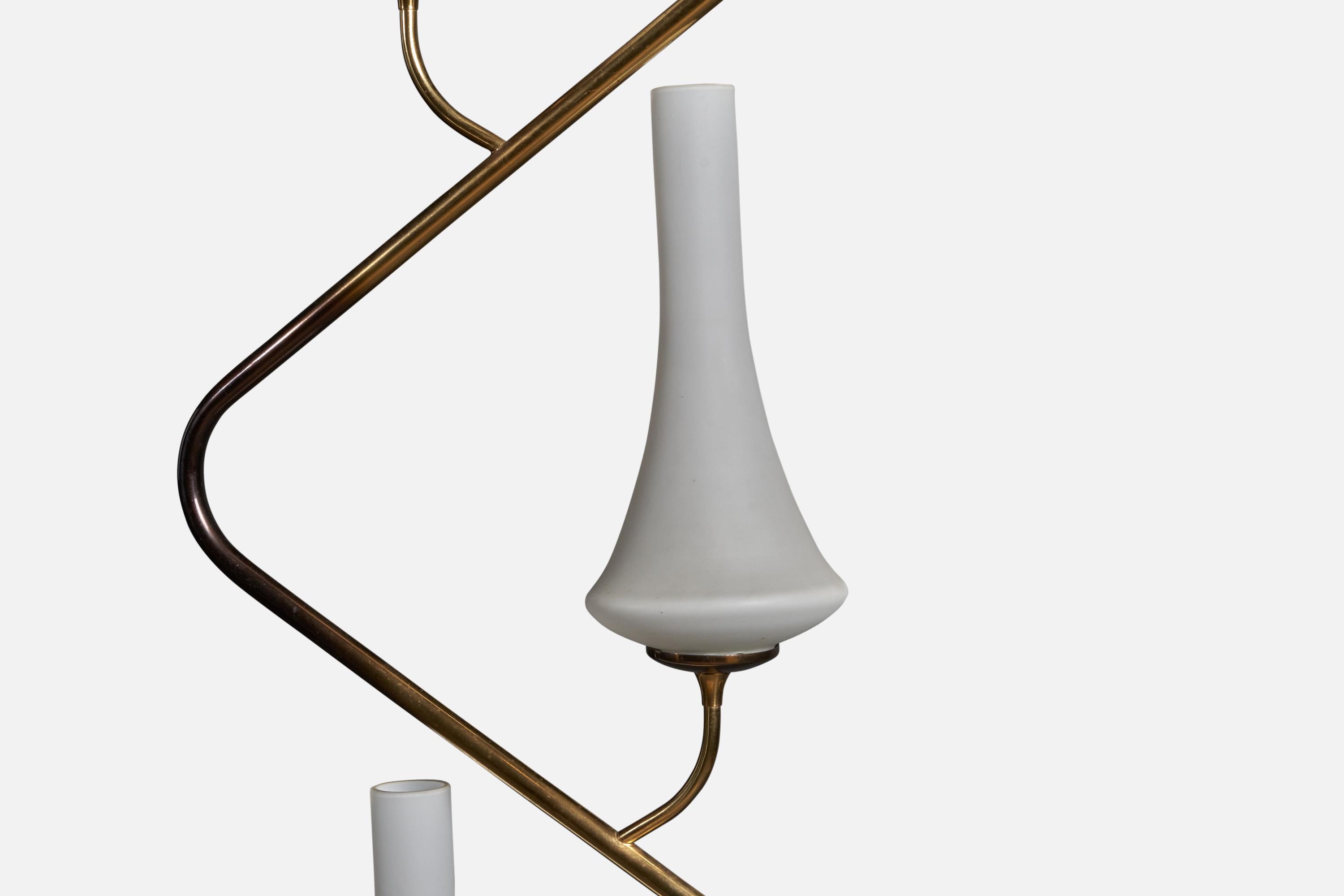 italien Stilnovo, lampadaire, laiton, métal, marbre, verre, Italie années 1950 en vente