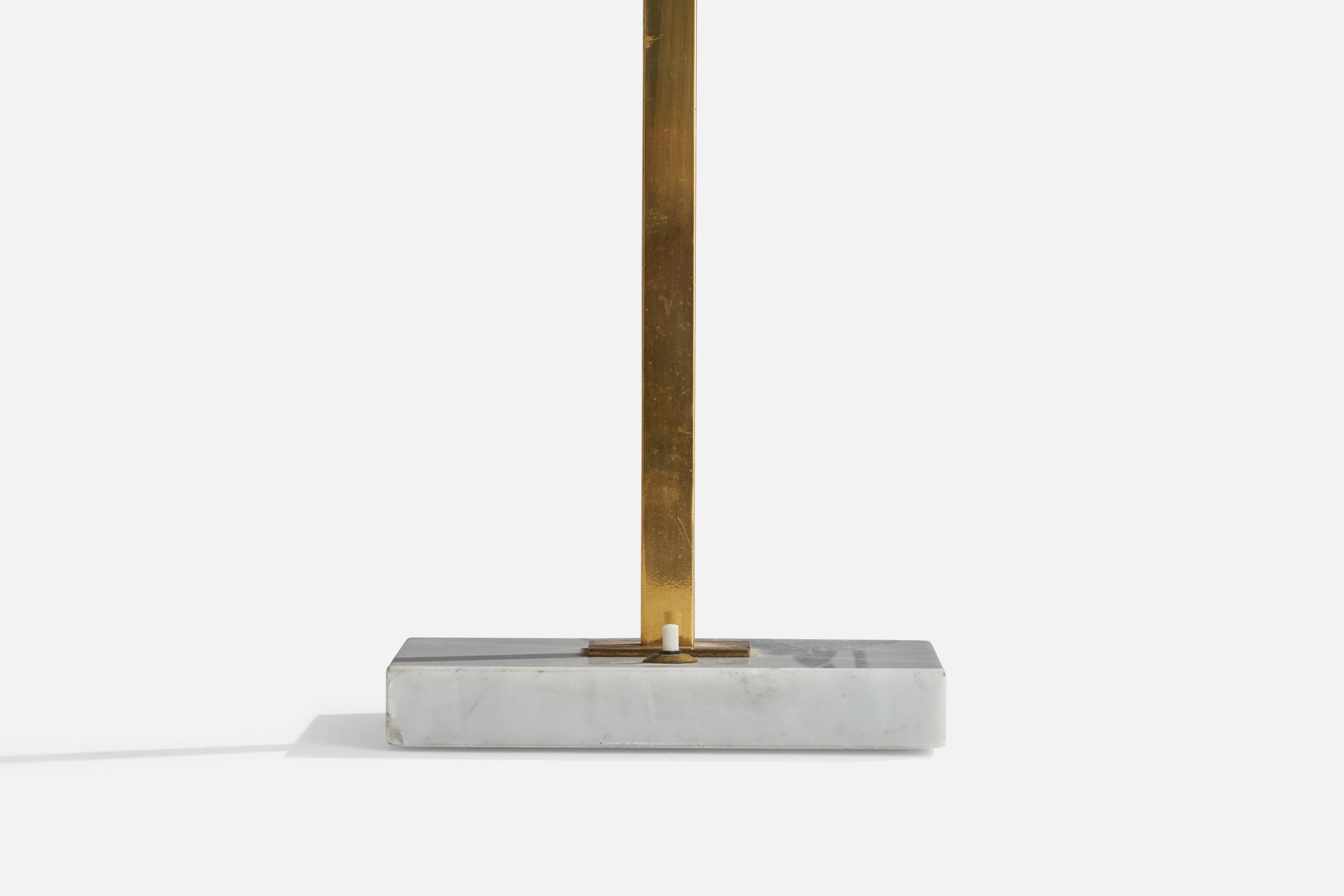 Stilnovo, Floor Lamp, Brass, Metal, Marble, Glass, Italy, 1960s For Sale 2