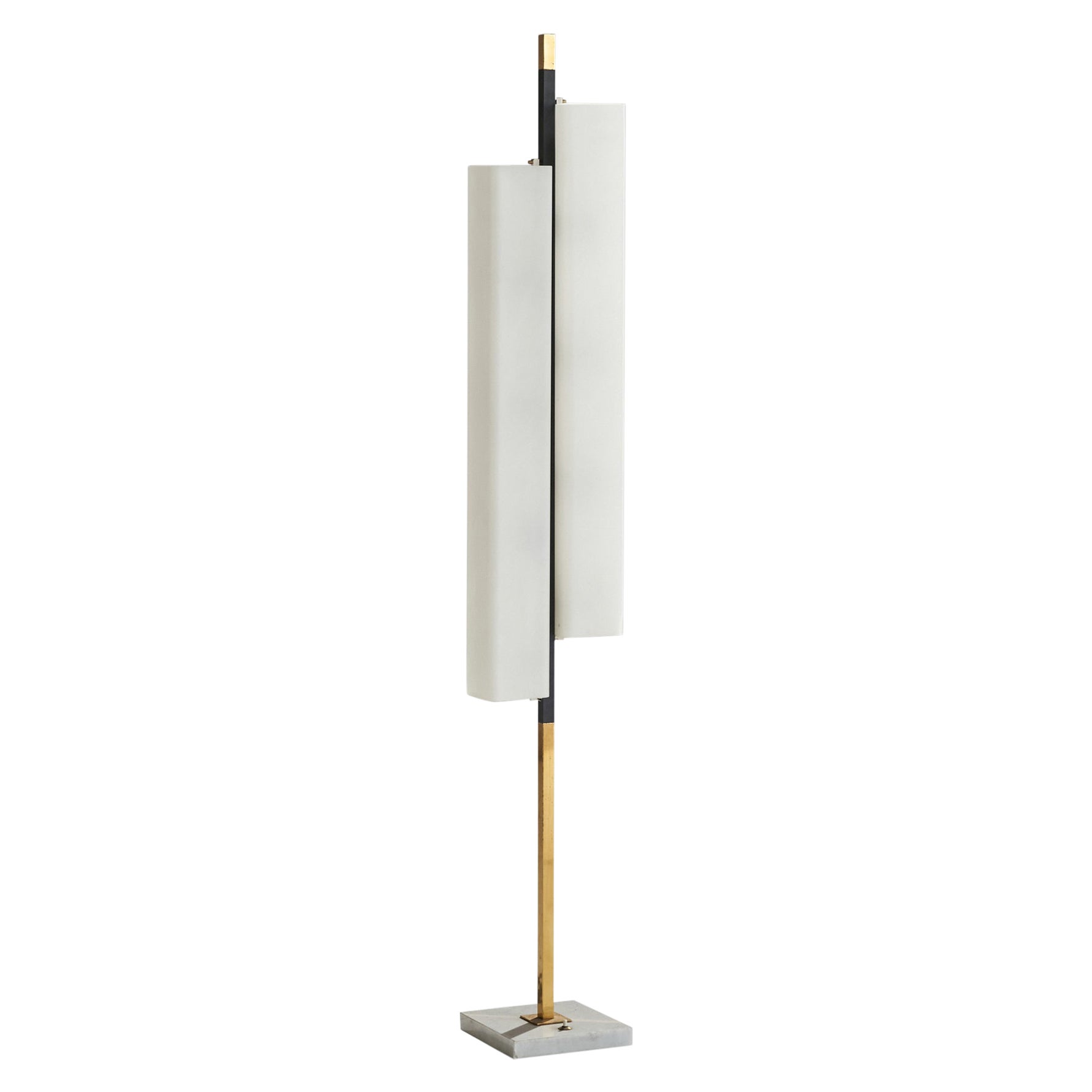 Stilnovo, Floor Lamp, Brass, Metal, Marble, Glass, Italy, 1960s