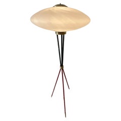 Stilnovo Floor Lamp Brass Metal Opaline Glass 1950 Italy