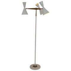 Stilnovo Floor Lamp in Brass and White Aluminium, 1950s
