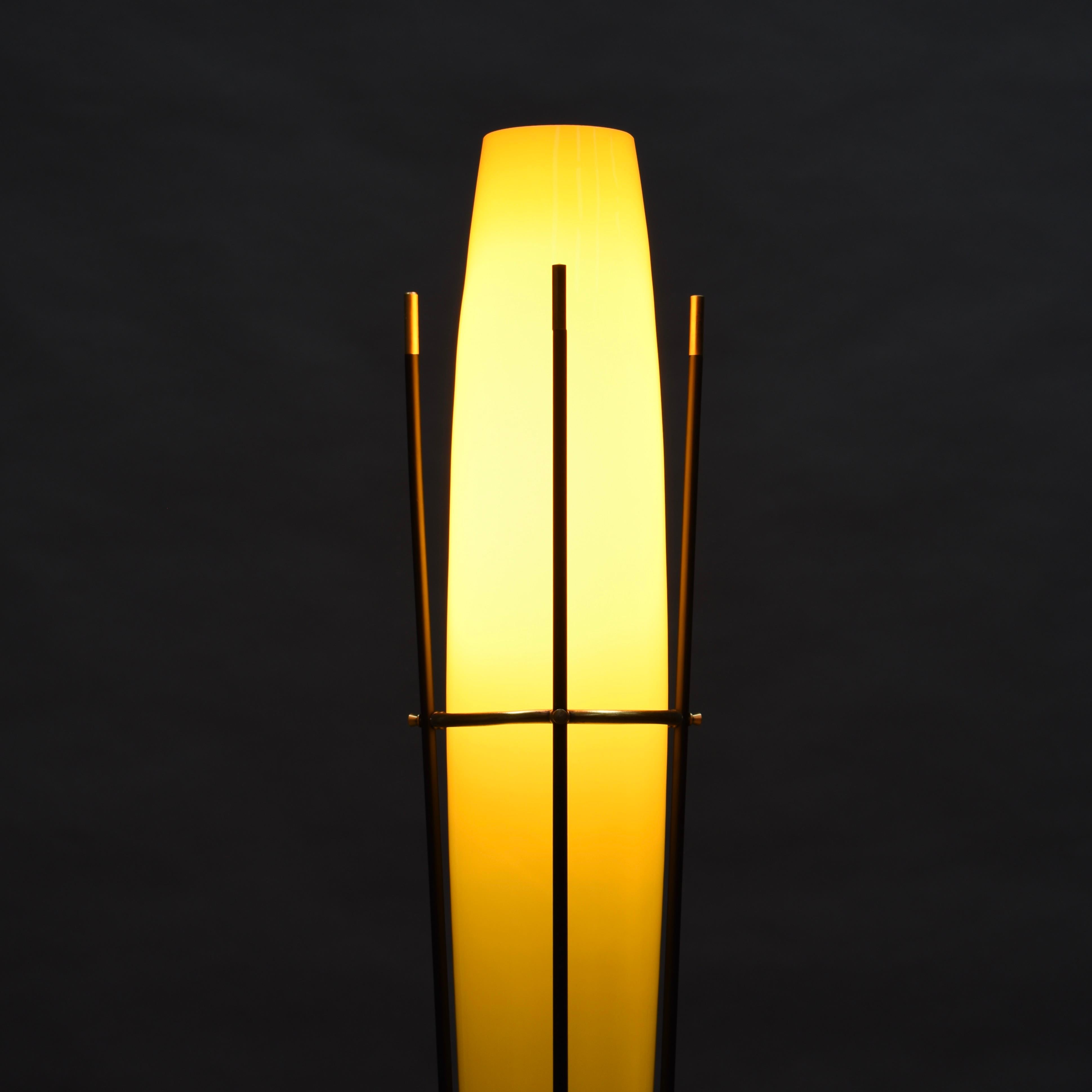 Alessandro Pianon for Vistosi Floor Lamp in Yellow Glass and Brass 3