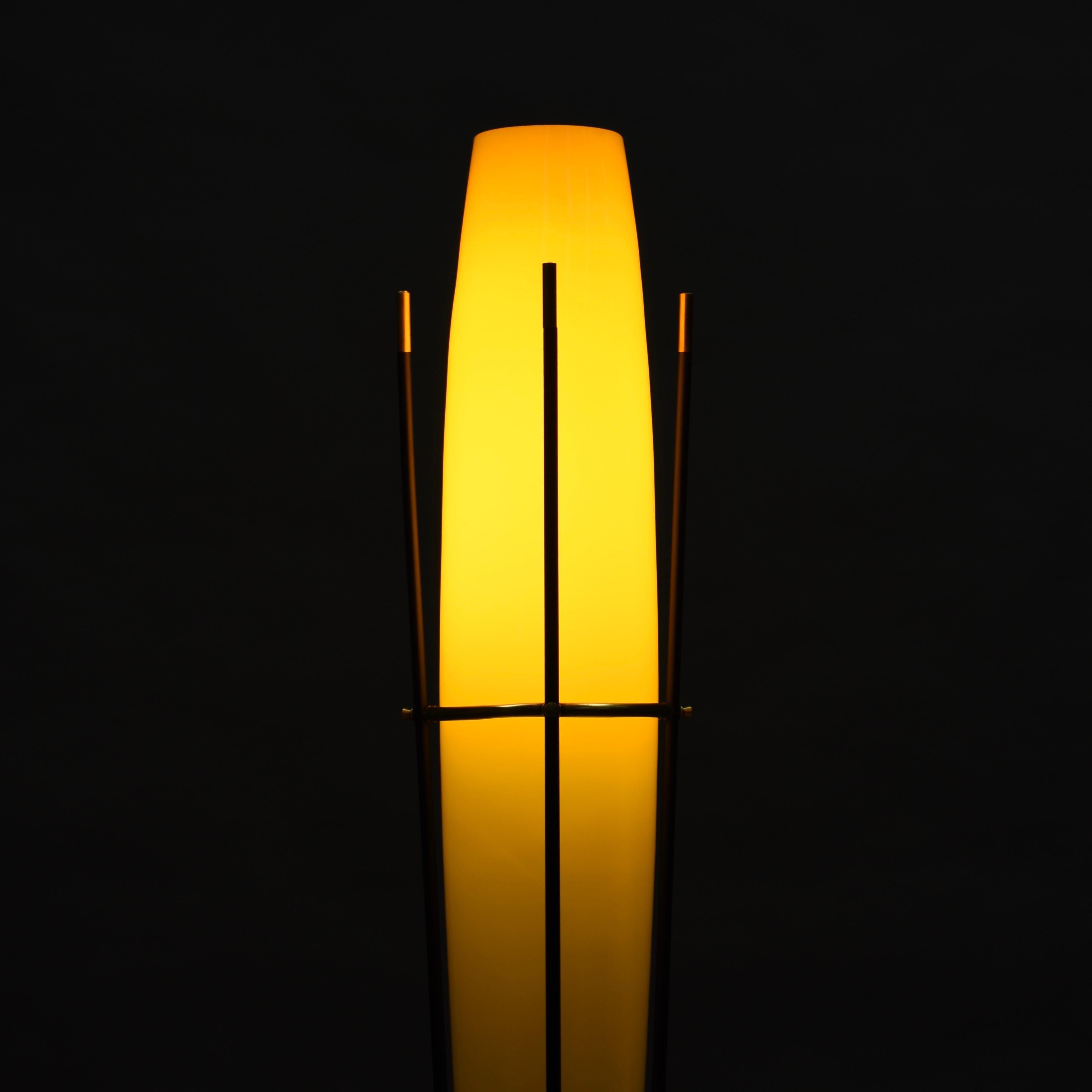 Alessandro Pianon for Vistosi Floor Lamp in Yellow Glass and Brass 4