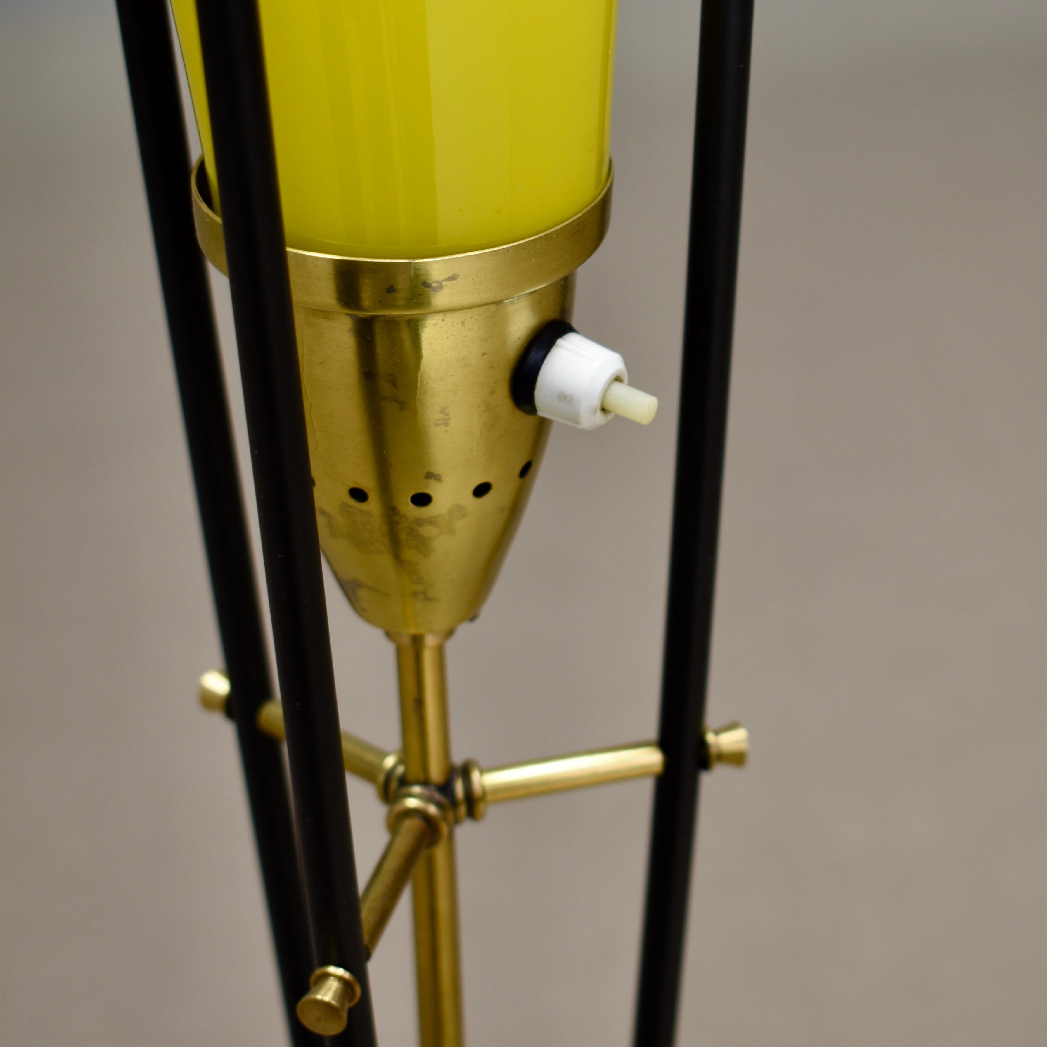 Alessandro Pianon for Vistosi Floor Lamp in Yellow Glass and Brass 6