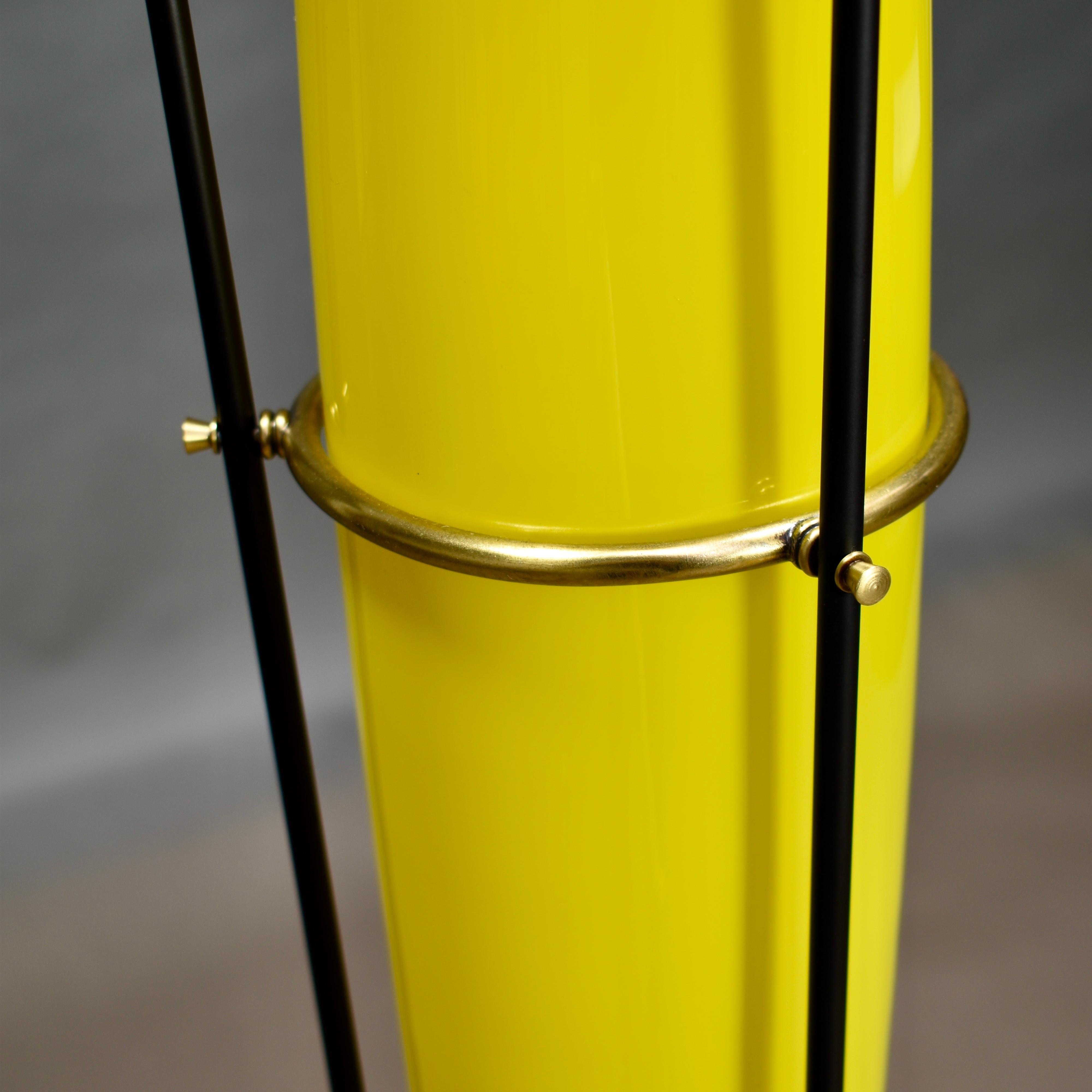 Mid-20th Century Alessandro Pianon for Vistosi Floor Lamp in Yellow Glass and Brass